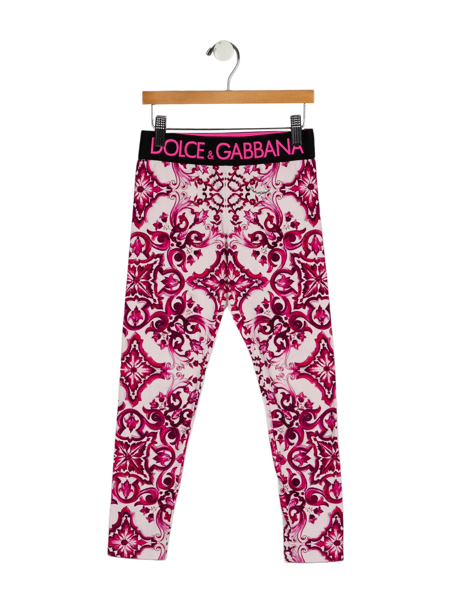 Dolce & Gabbana kid girls' pink and black leggings