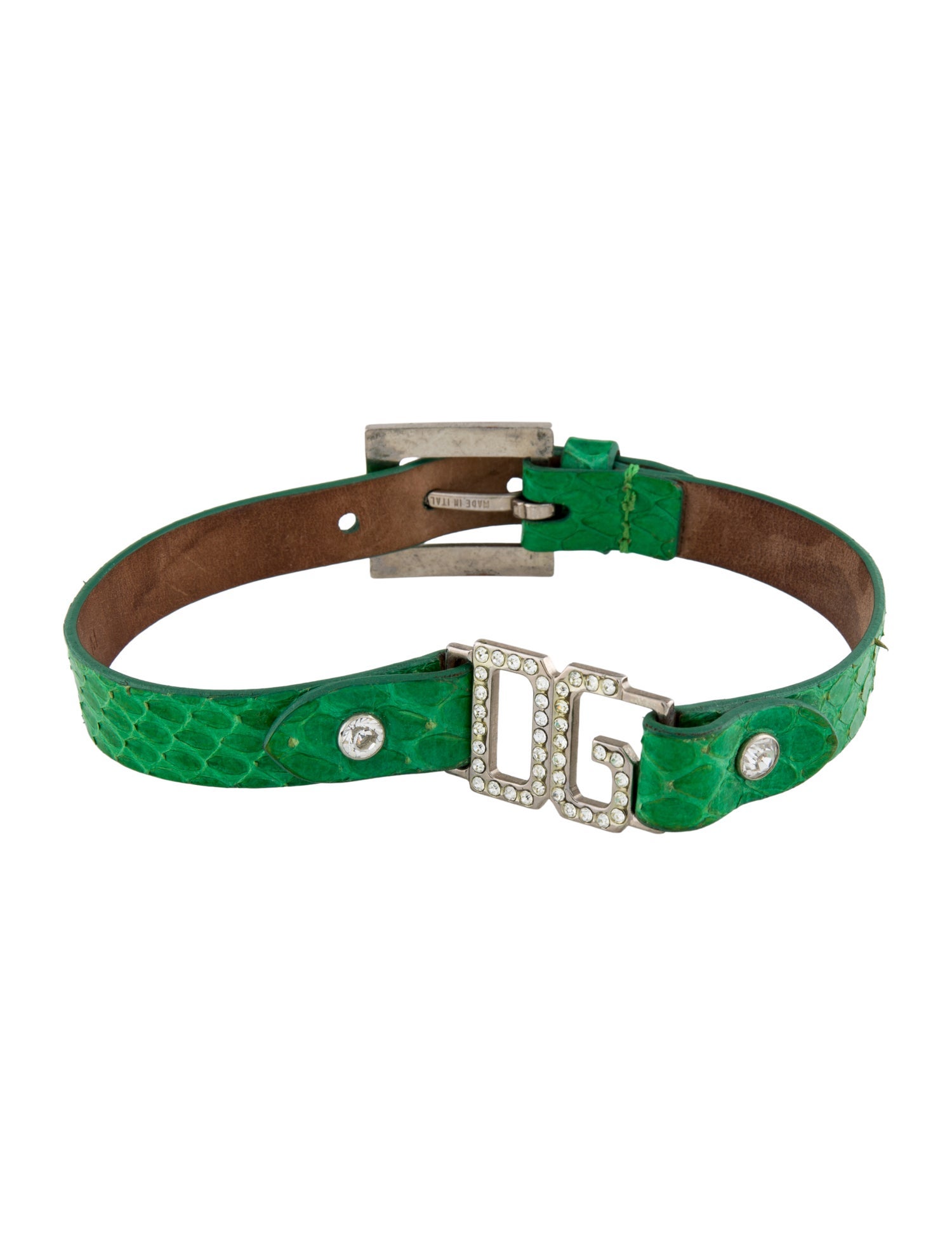 Dolce & Gabbana Crystal & Leather DG Choker Necklace