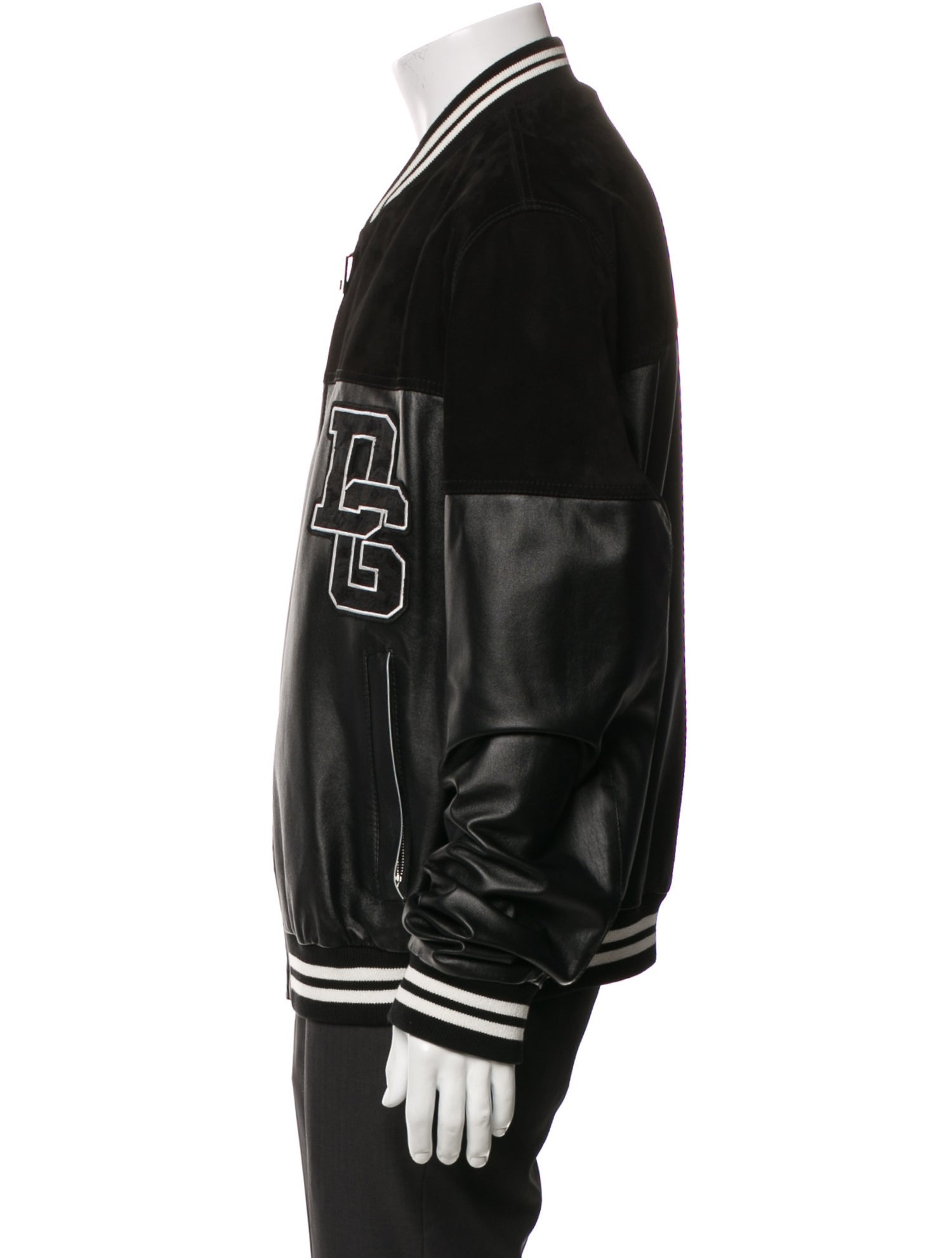 Dolce & Gabbana Lamb Leather Striped Varsity Jacket