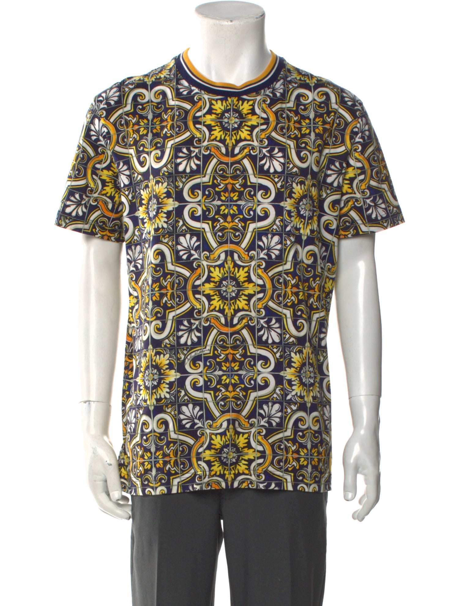 Dolce & Gabbana Majolica Print Crew Neck T-Shirt