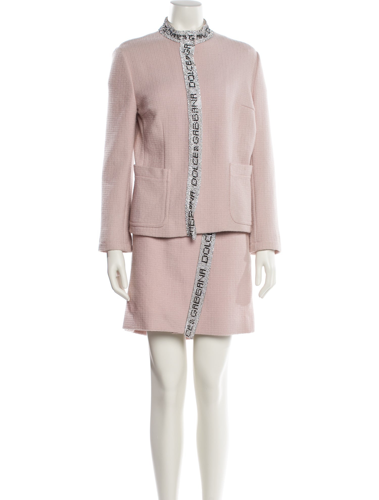 Dolce & Gabbana Virgin Wool Graphic Print Skirt Suit