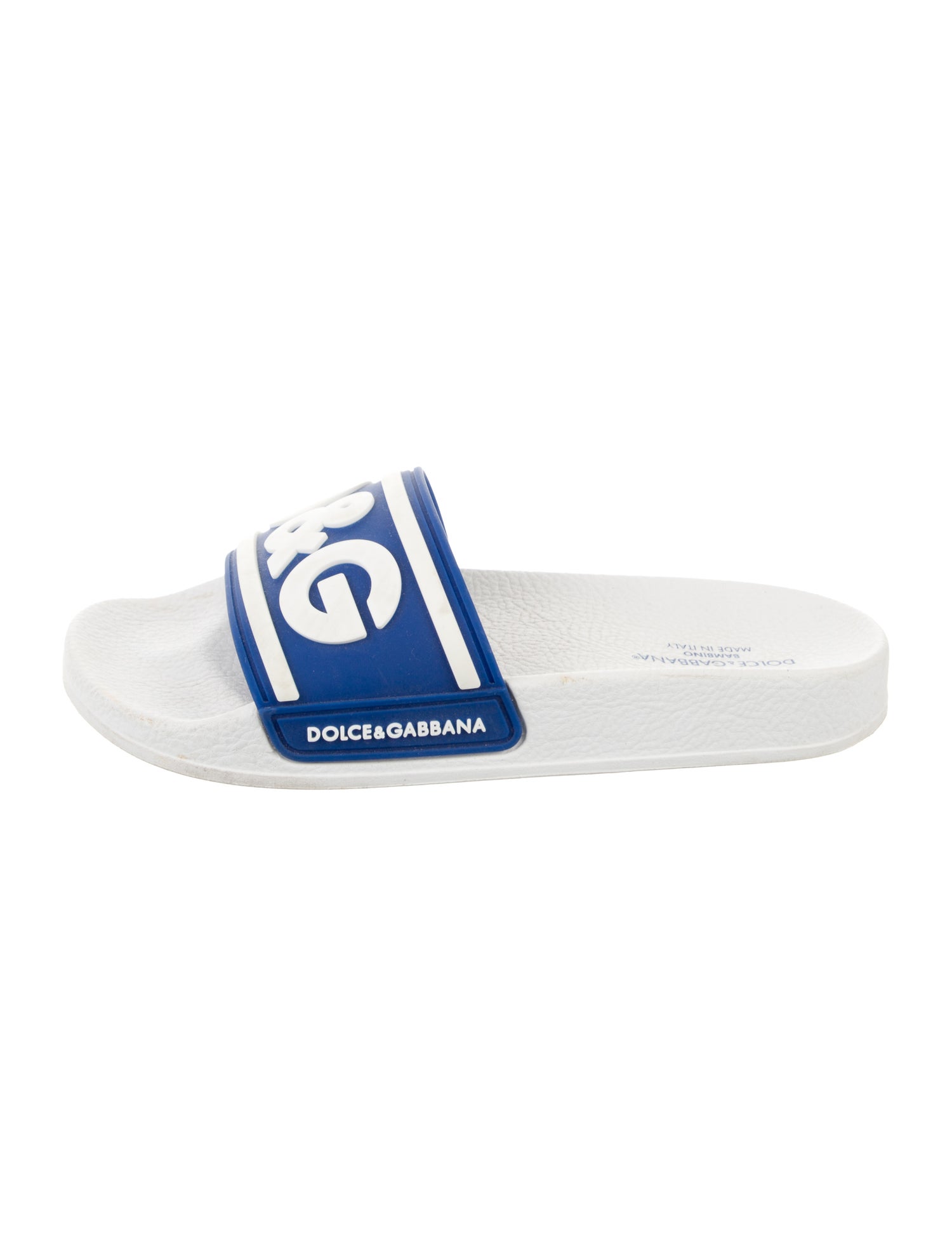 Dolce & Gabbana kids girls' blue and white slides