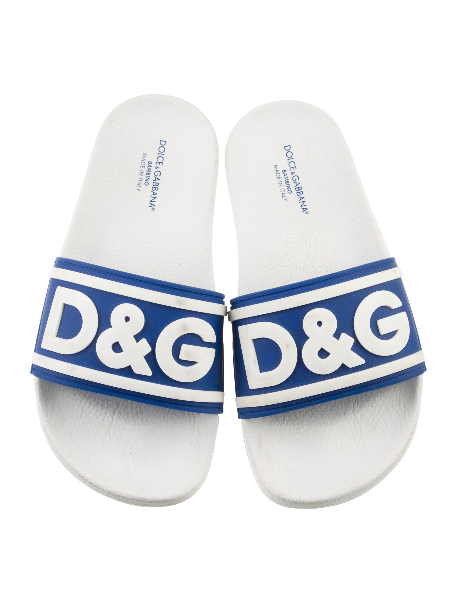 Dolce & Gabbana kids girls' blue and white slides
