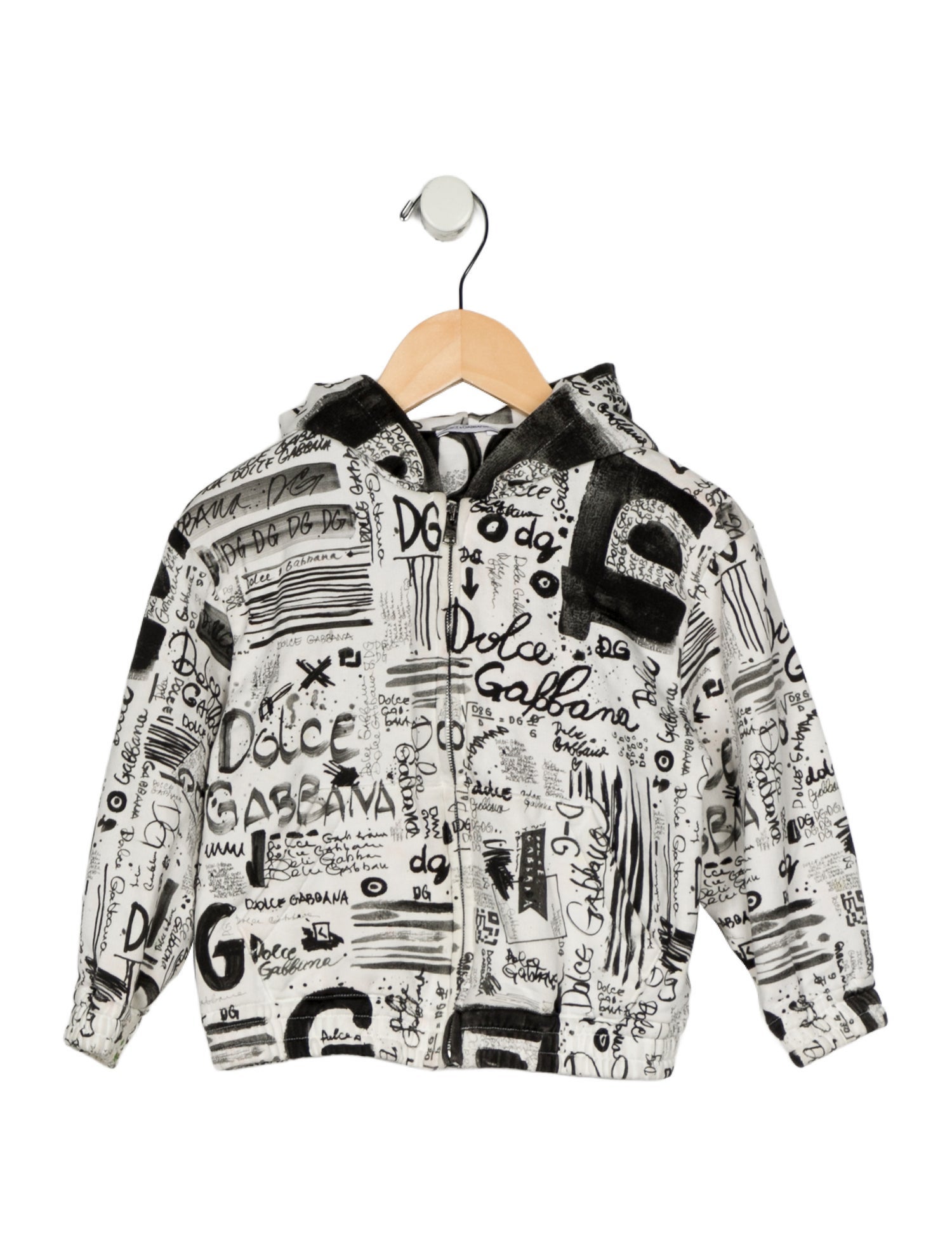 Dolce & Gabbana Black and White Patterned Zip Hoodie
