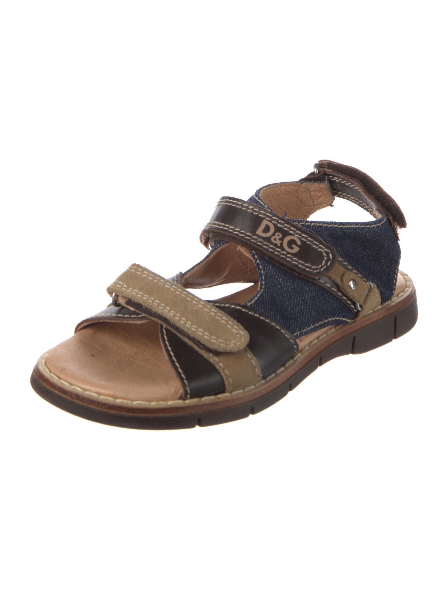 D&G Denim & Leather Strappy Sandals