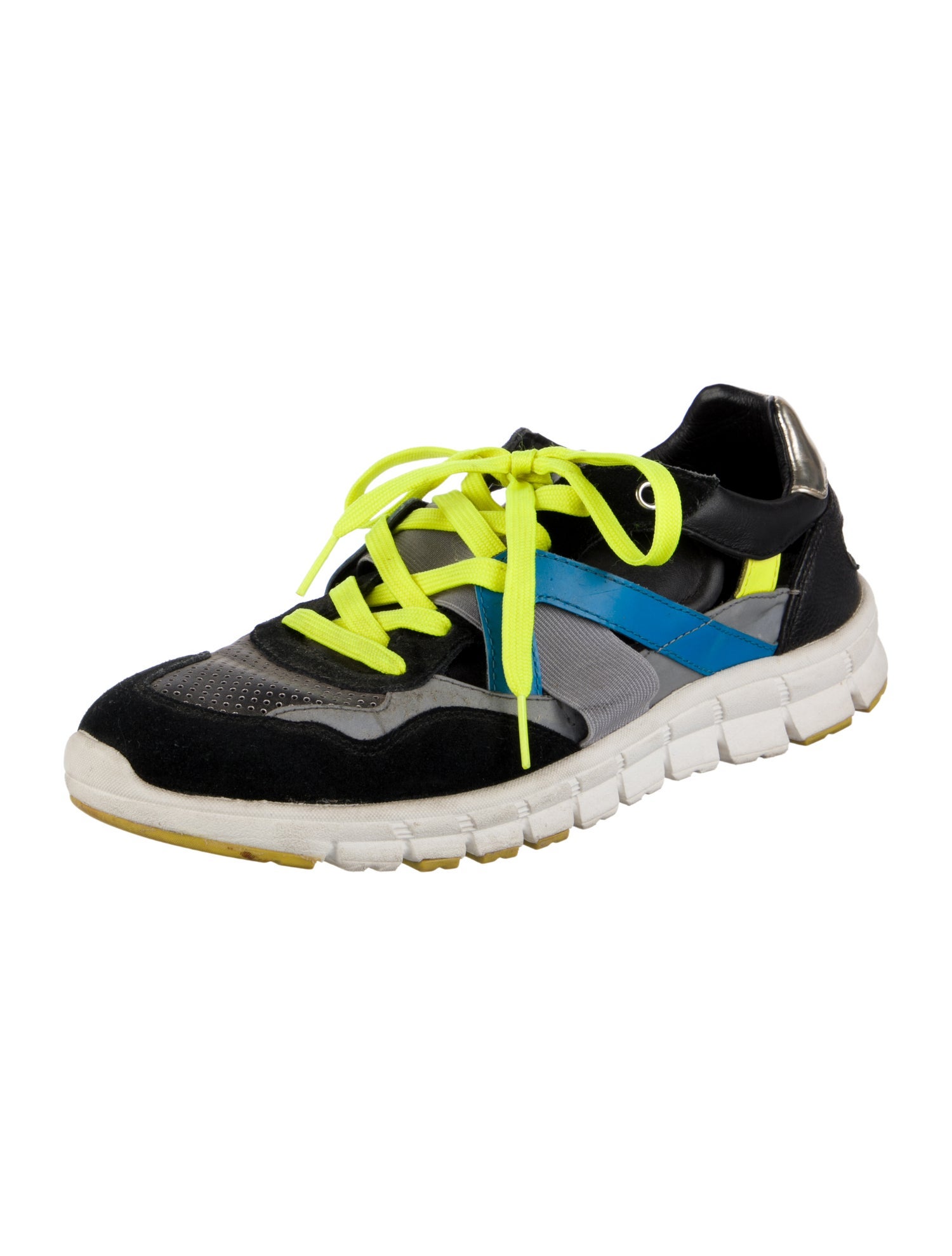 Dolce & Gabbana Leather Colorblock Pattern Athletic Sneakers