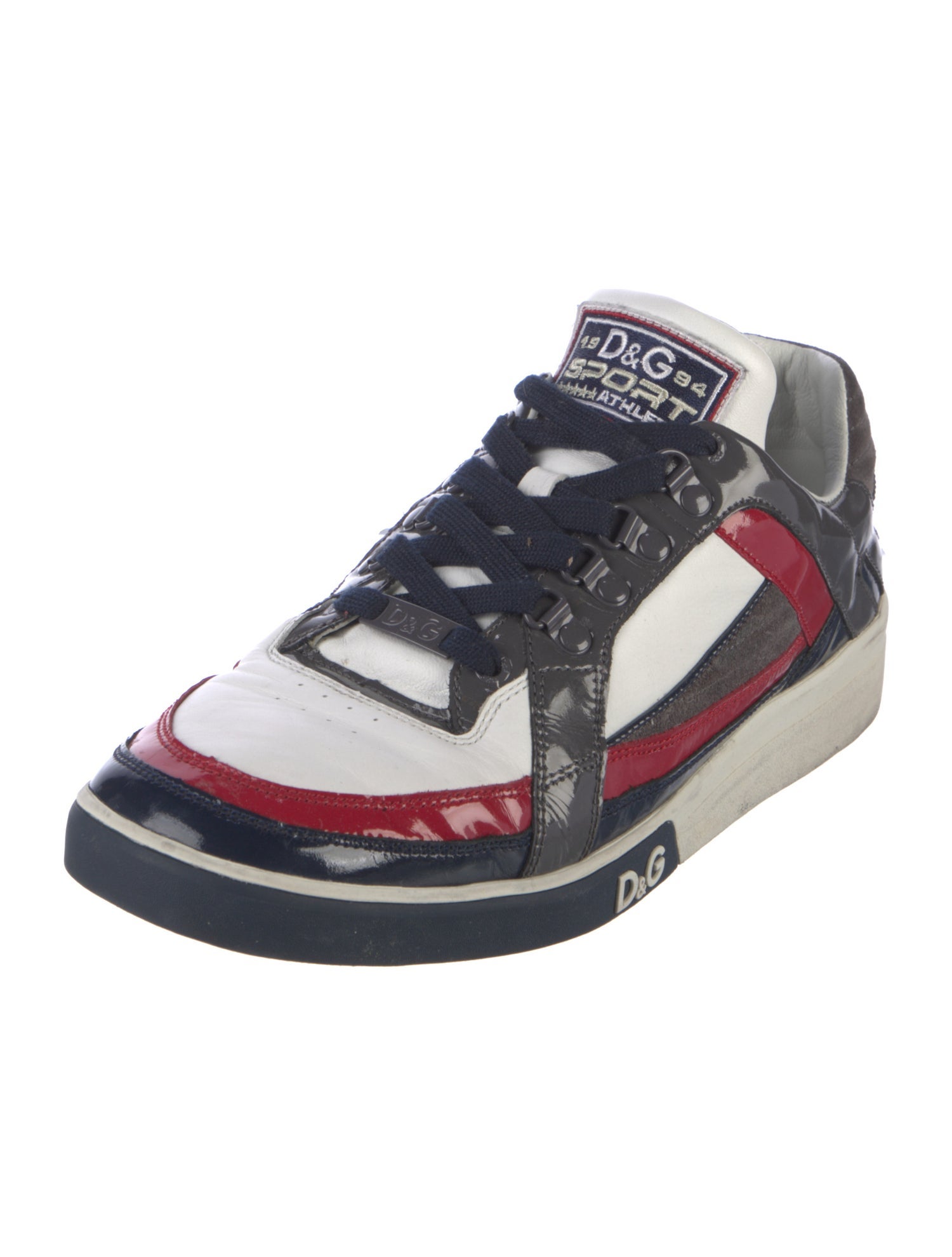 D&G Patent Leather Colorblock Pattern Sneakers