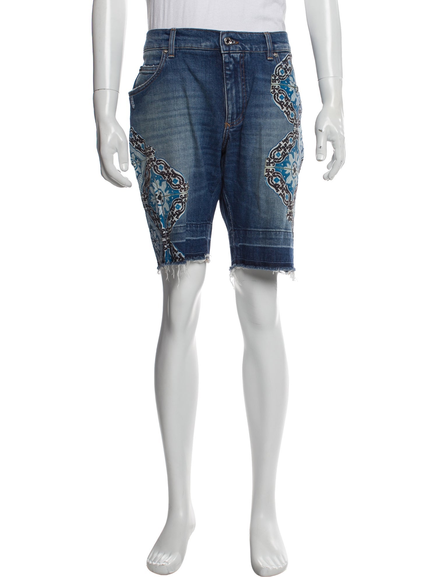 Dolce & Gabbana Printed Denim Shorts
