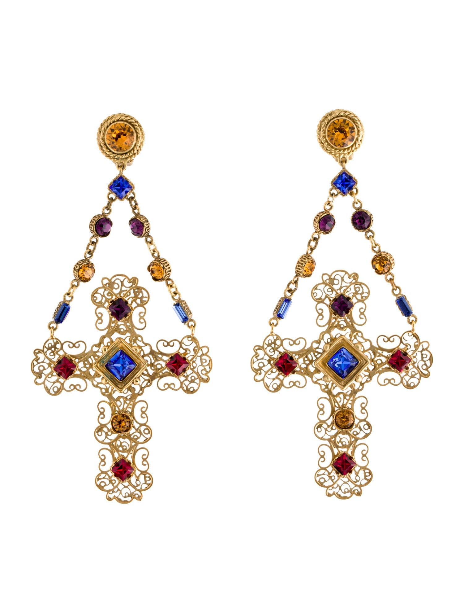 Dolce & Gabbana Crystal Cross Clip-On Earrings