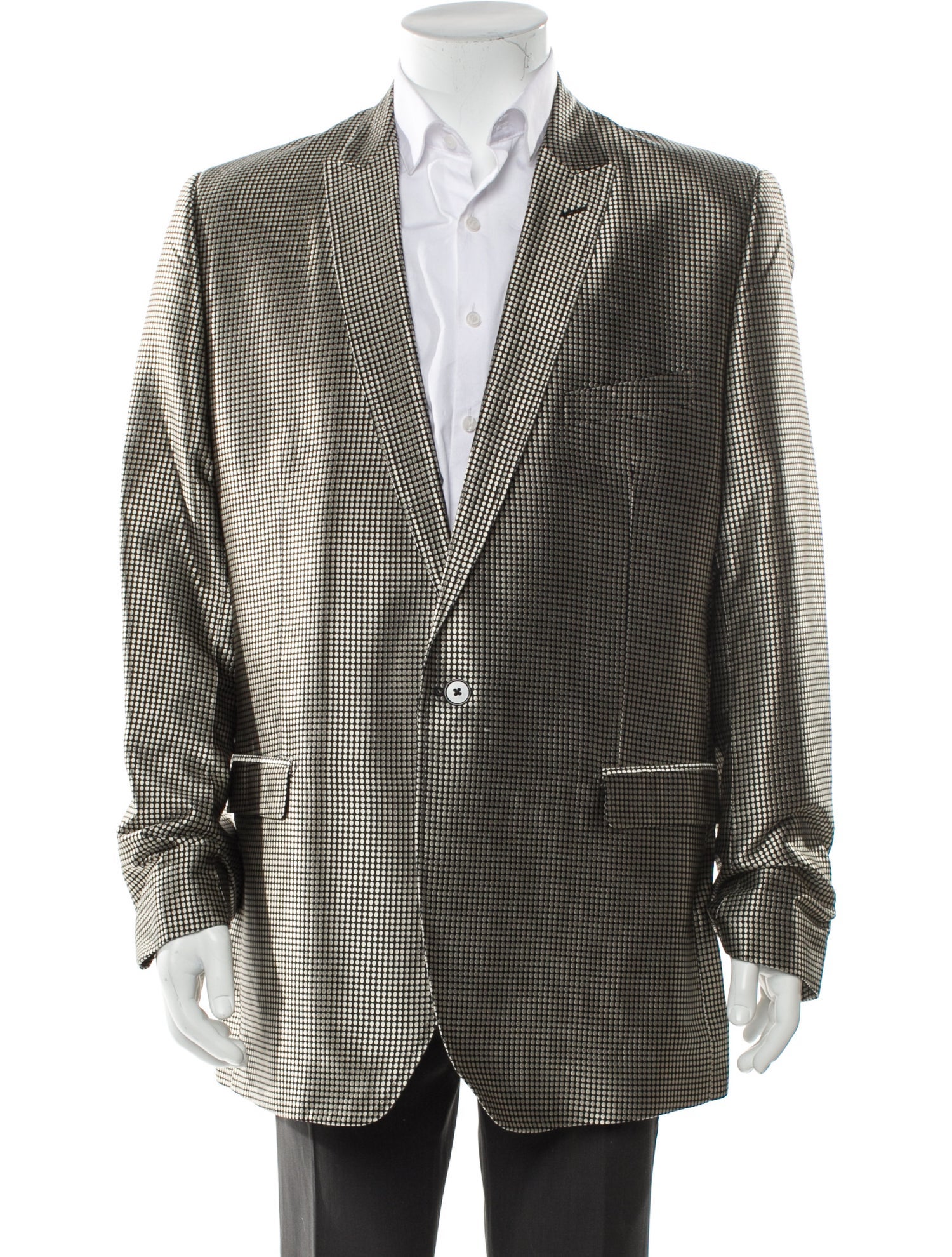 Dolce & Gabbana Silk Houndstooth Print Coat