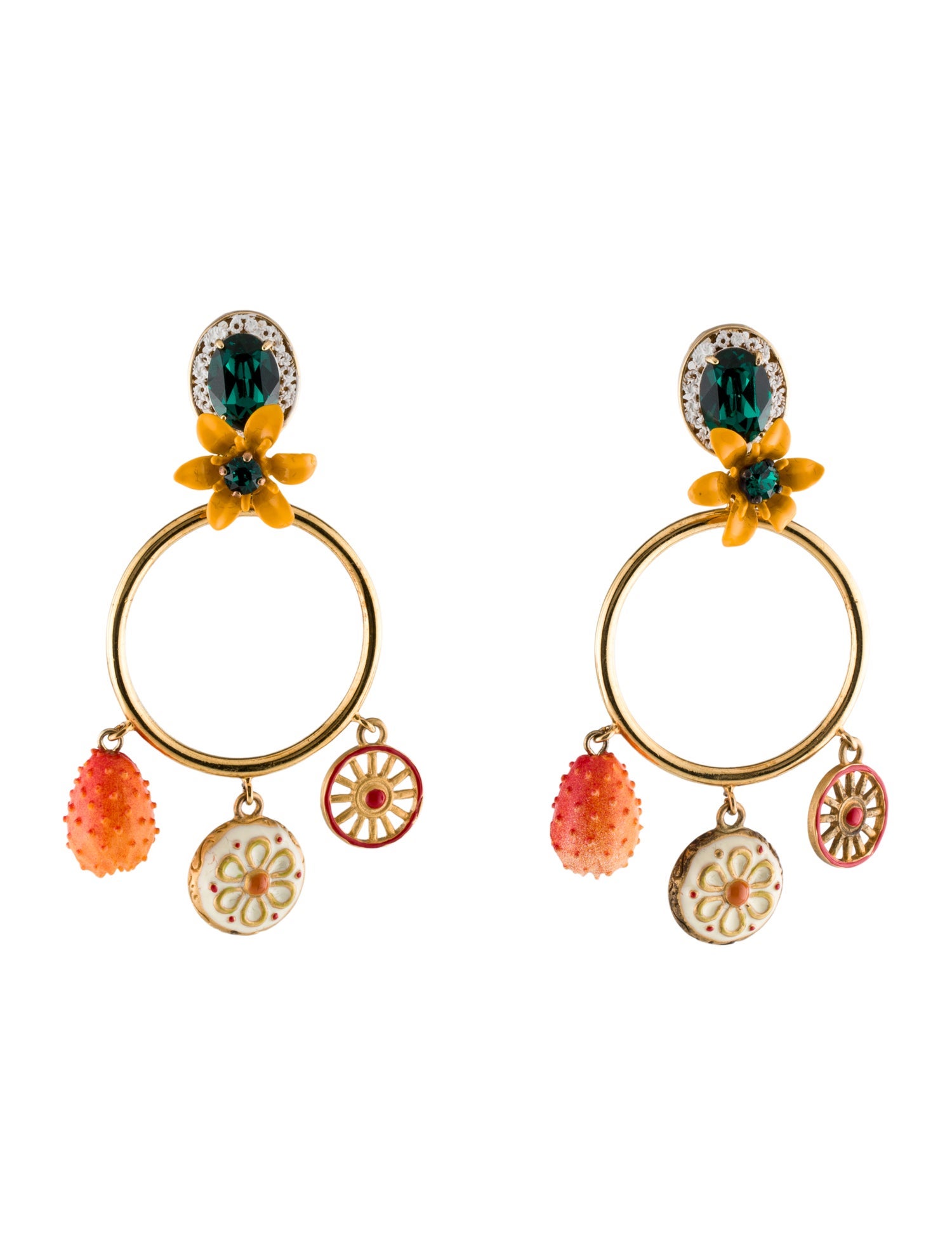 Dolce & Gabbana Crystal, Resin & Enamel Clip-On Earrings
