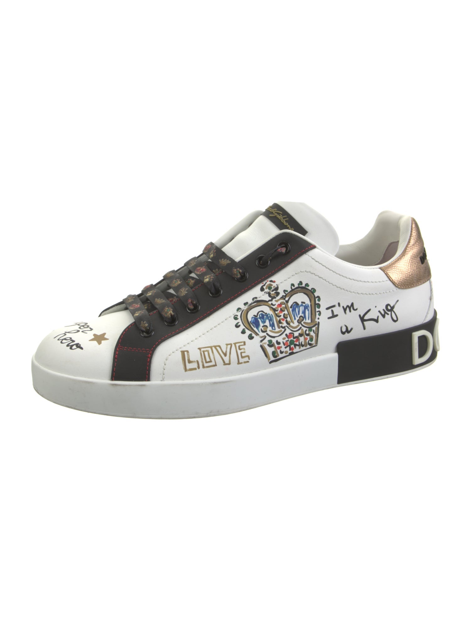 Dolce & Gabbana Leather Printed Sneakers