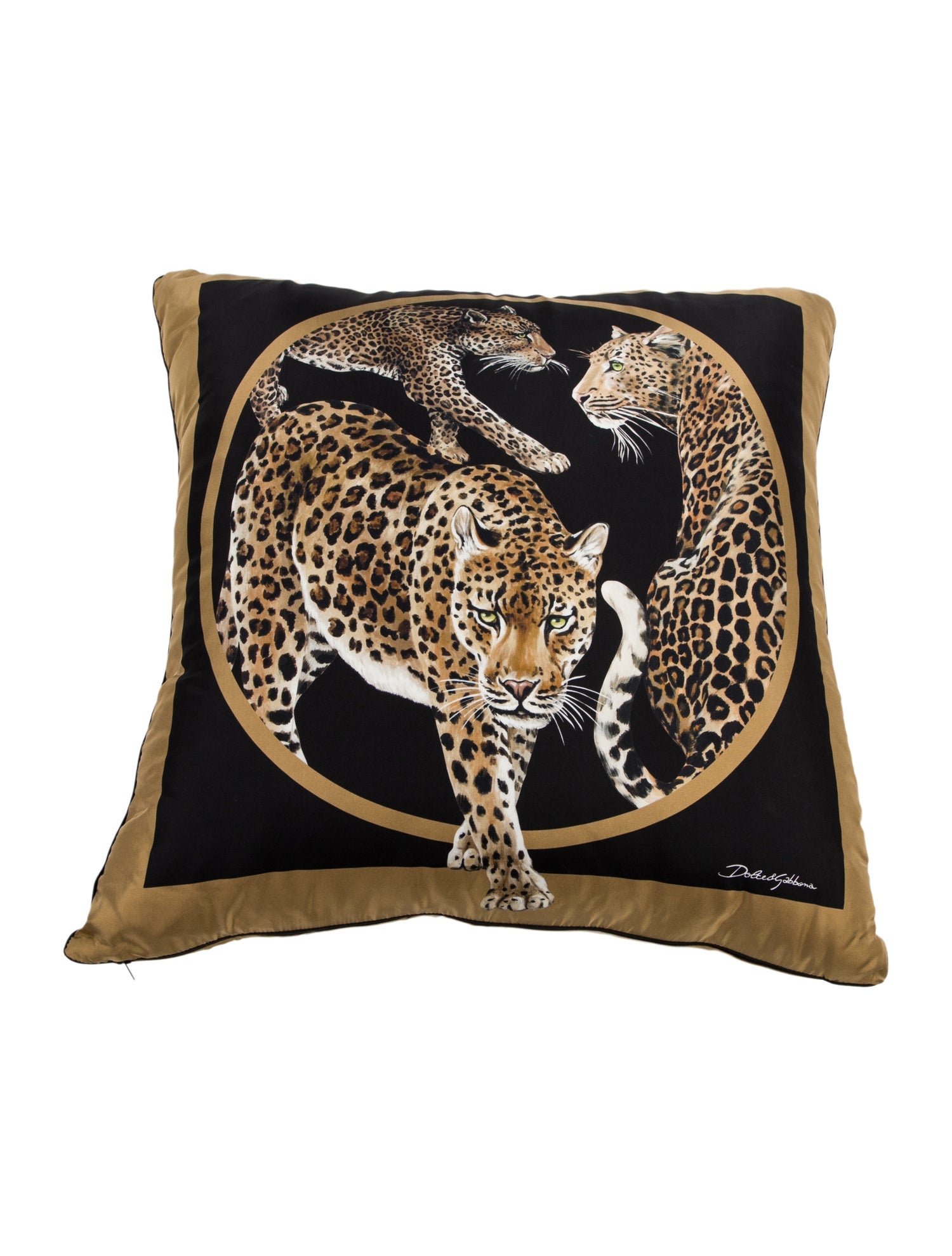 Dolce & Gabbana Leopard Print Silk Throw Pillow