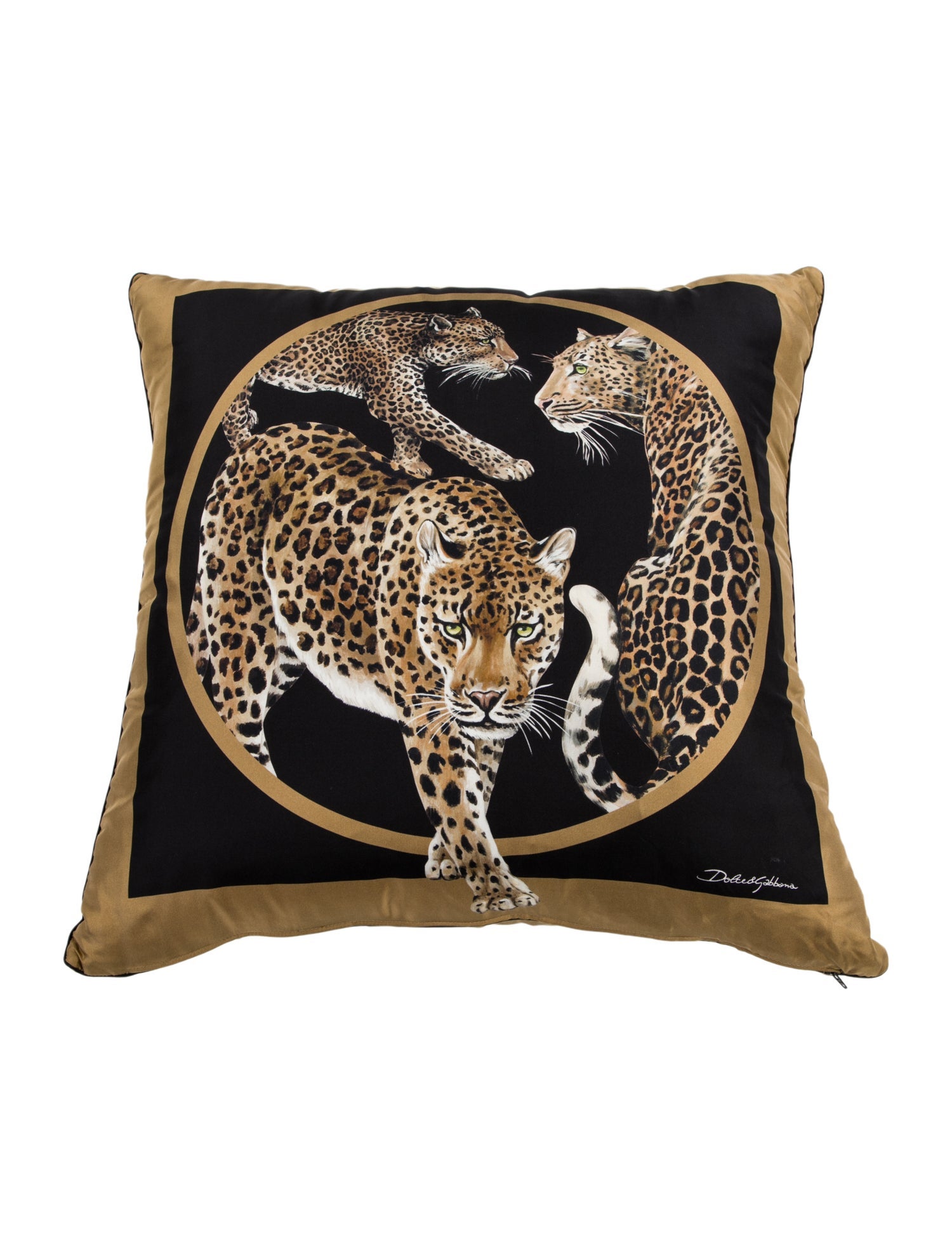 Dolce & Gabbana Leopard Print Silk Throw Pillow