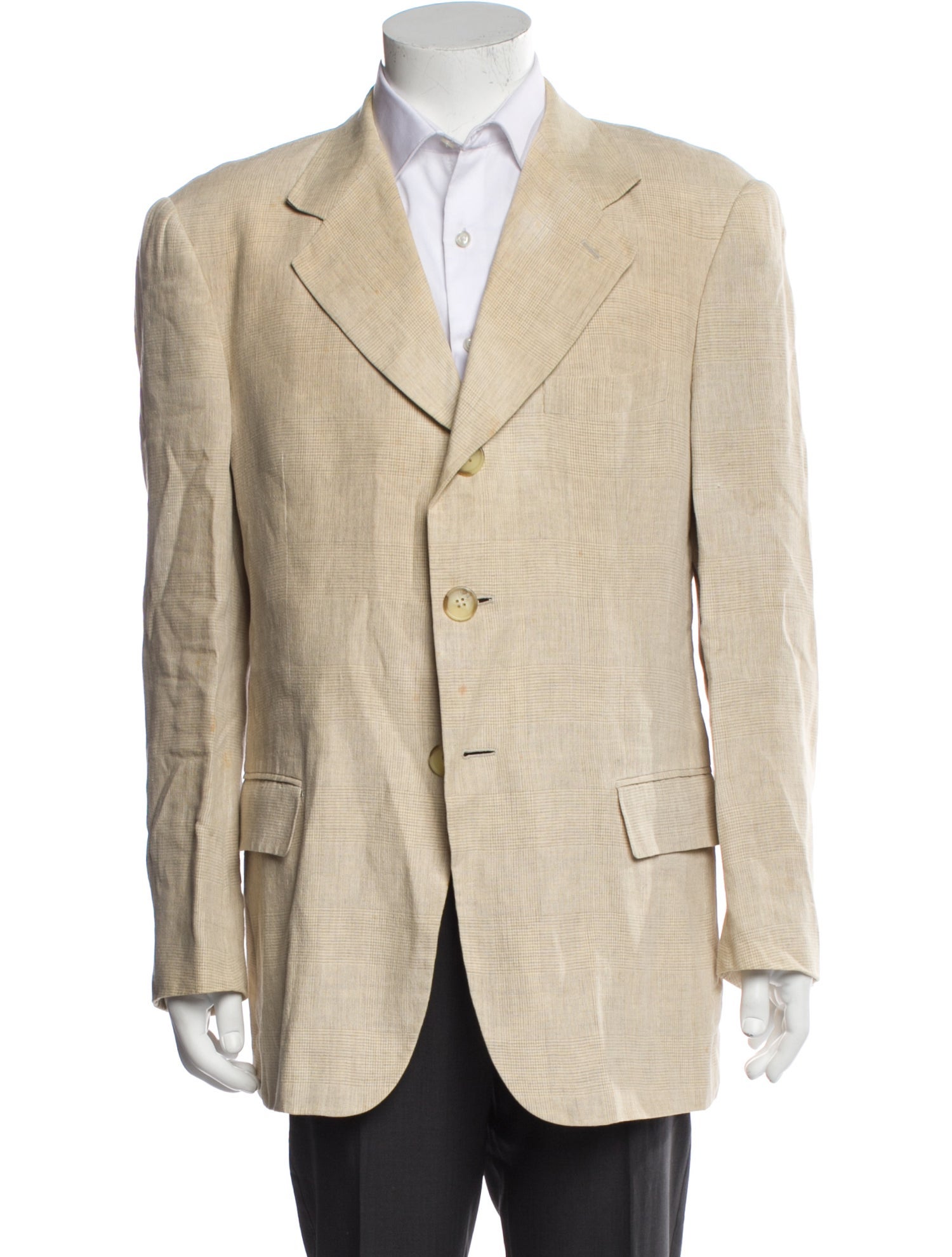 Dolce & Gabbana Linen Plaid Print Blazer