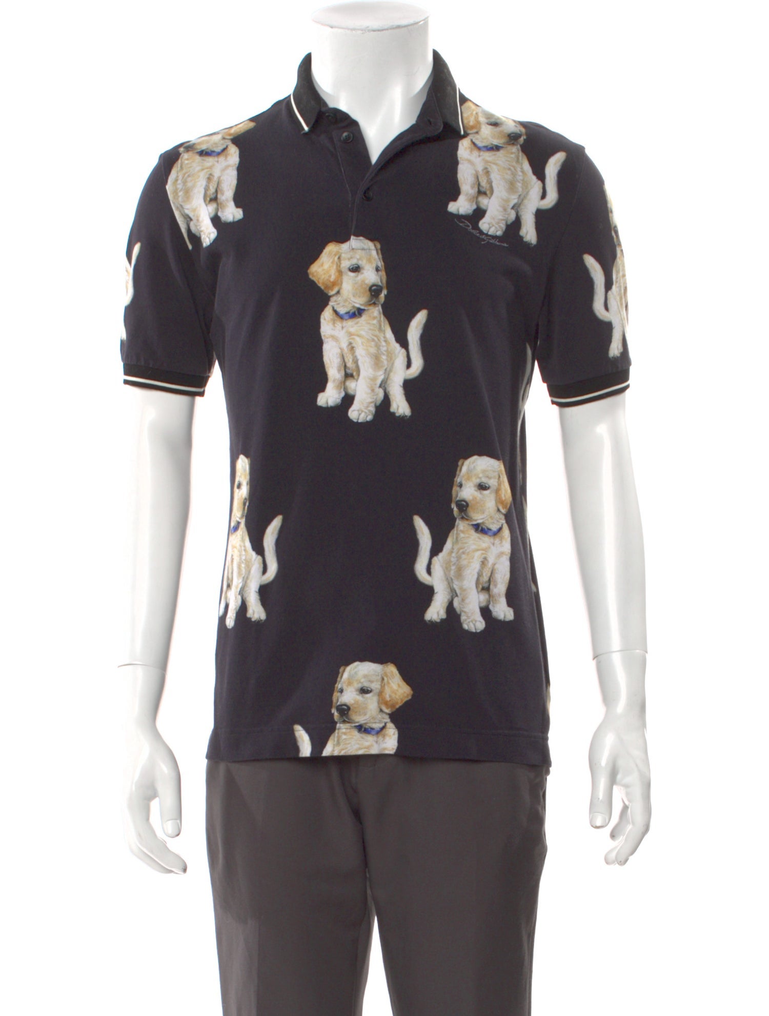 Dolce & Gabbana Graphic Print Collar Polo Shirt