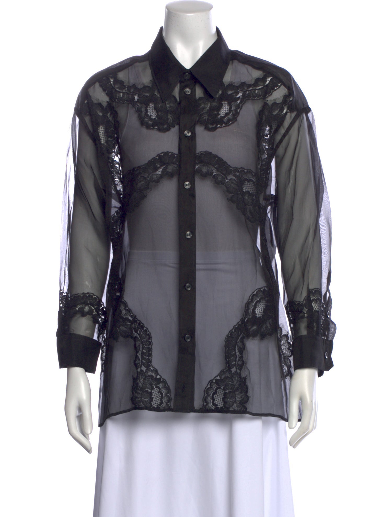 Dolce & Gabbana Lace Pattern Long Sleeve Blouse