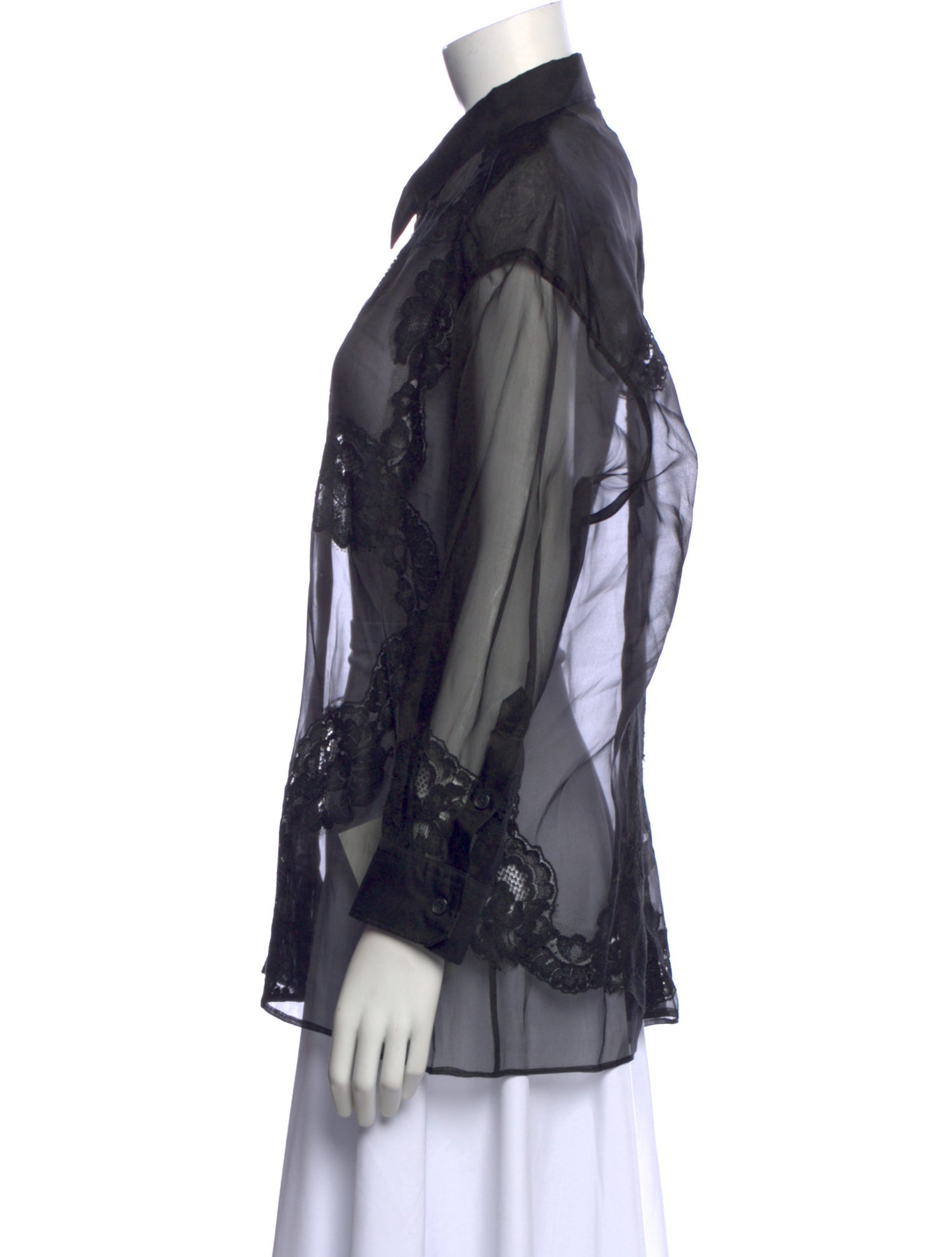 Dolce & Gabbana Lace Pattern Long Sleeve Blouse