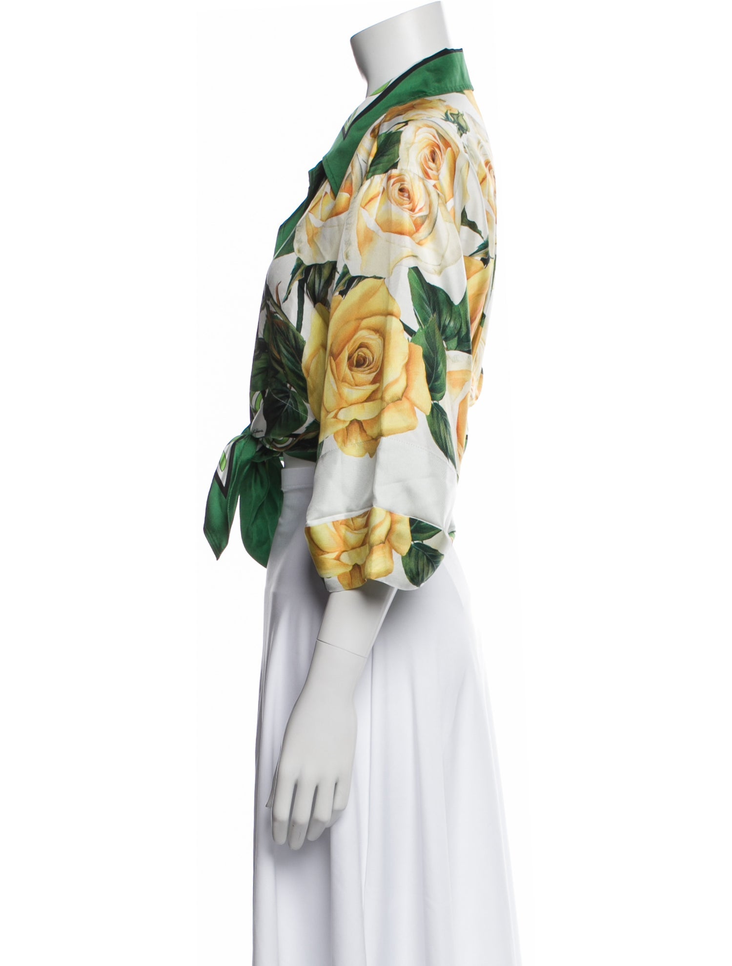 Dolce & Gabbana Silk Floral Print Button-Up Top