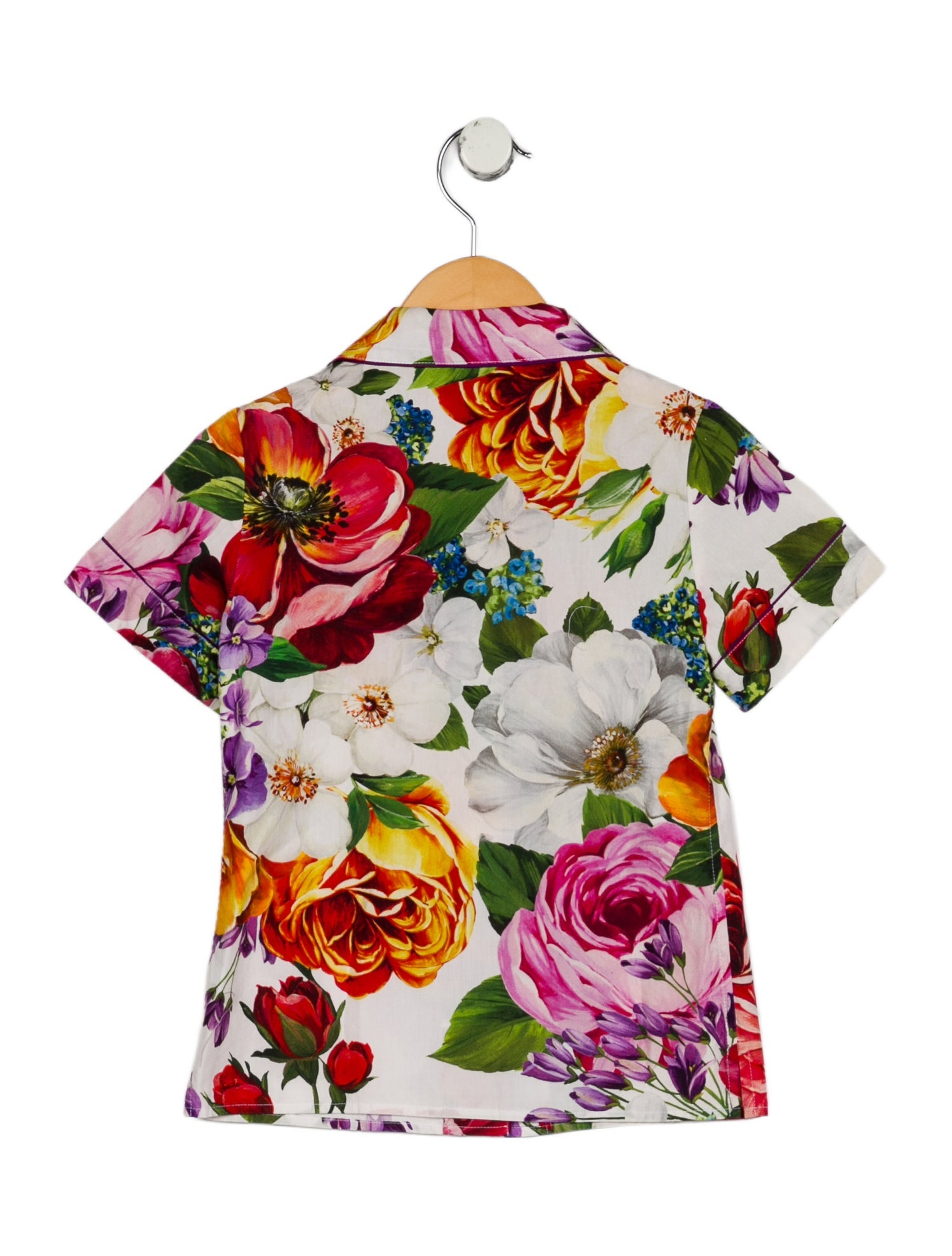 Dolce & Gabbana Short Sleeve Pattern Print Button-up Blouse