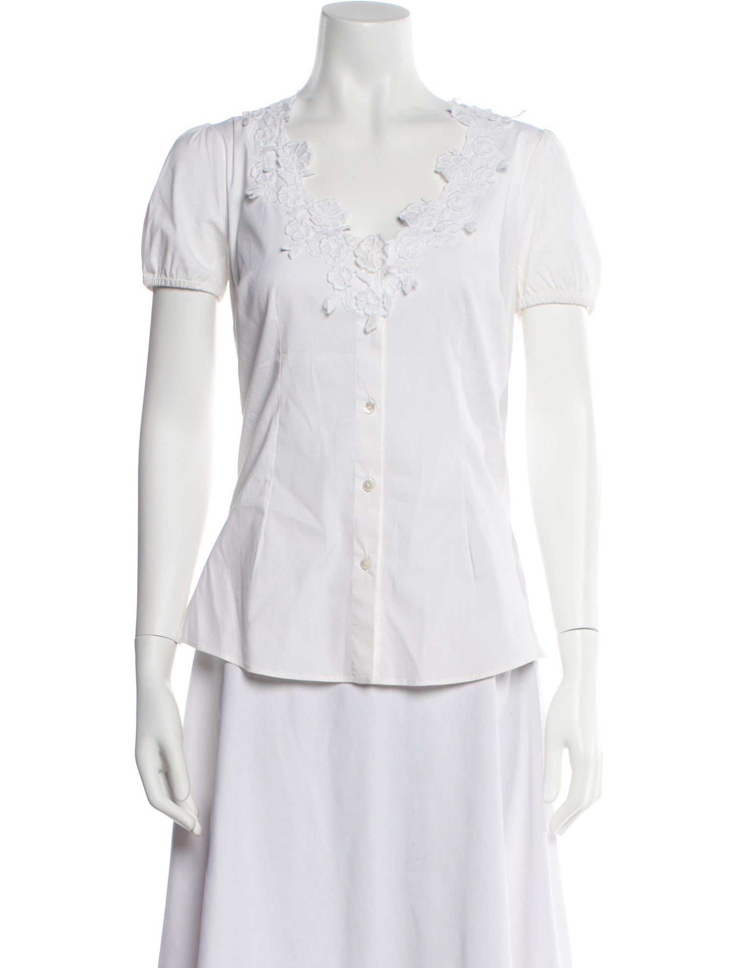 Dolce & Gabbana Lace Pattern V-Neck Blouse