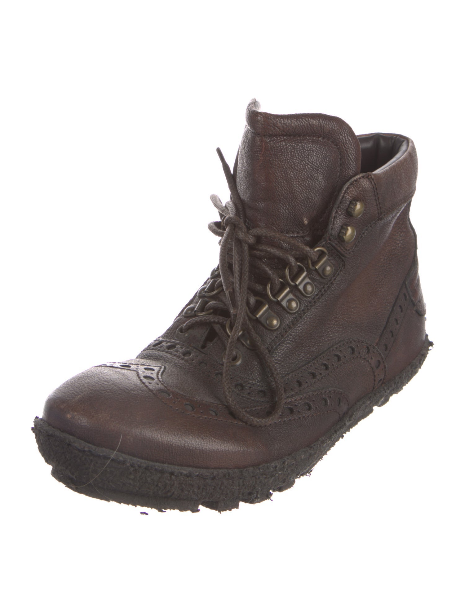 Dolce & Gabbana Leather Eyelet Trim Lace-Up Boots