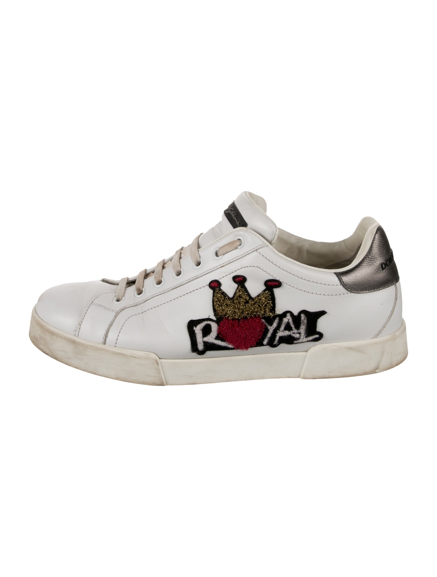 Dolce & Gabbana Leather Graphic Print Sneakers