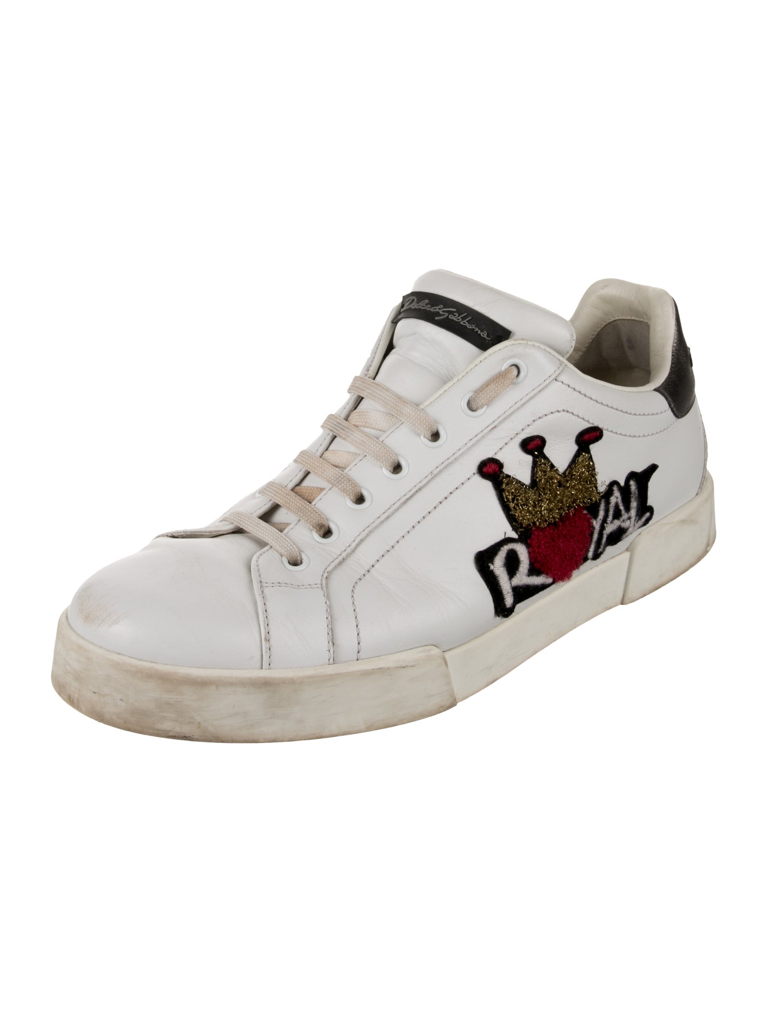 Dolce & Gabbana Leather Graphic Print Sneakers