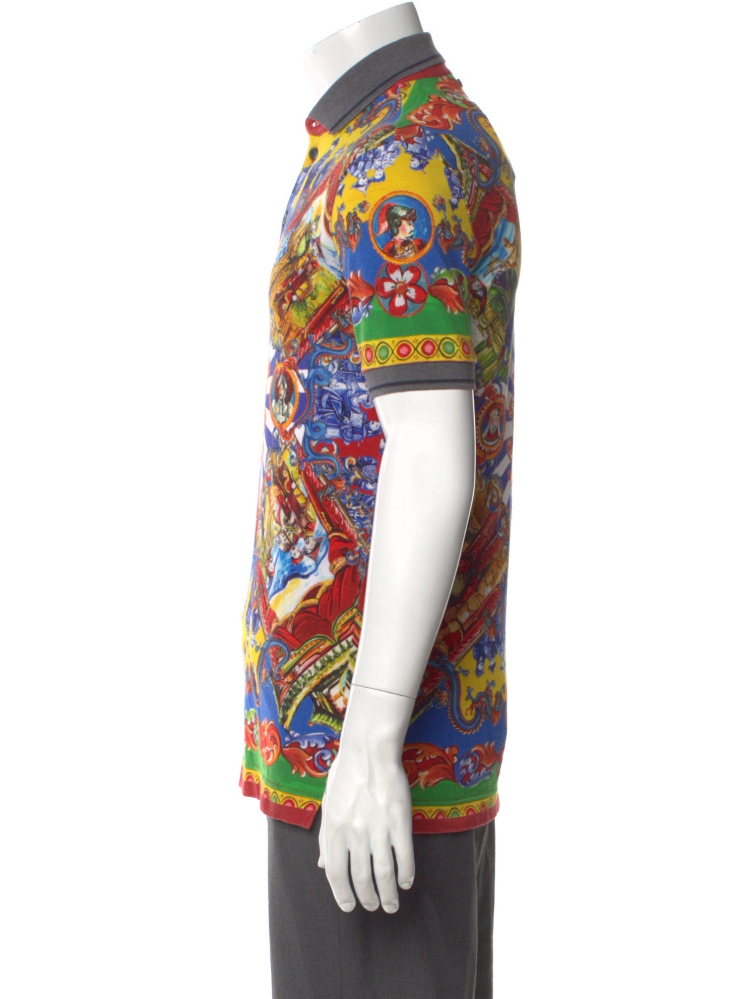 Dolce & Gabbana Printed V-Neck Polo Shirt