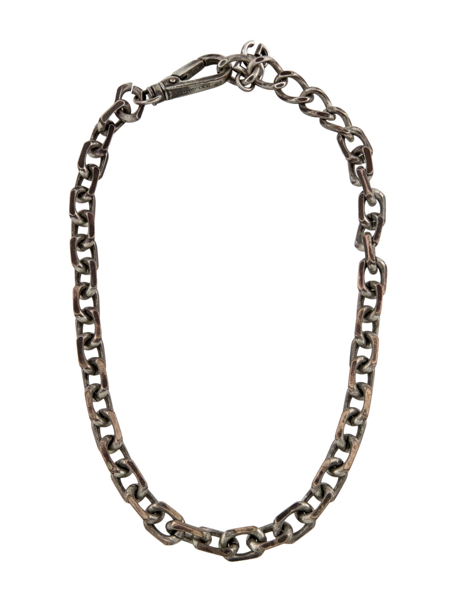 Dolce & Gabbana Chain Link Logo Plaque Necklace