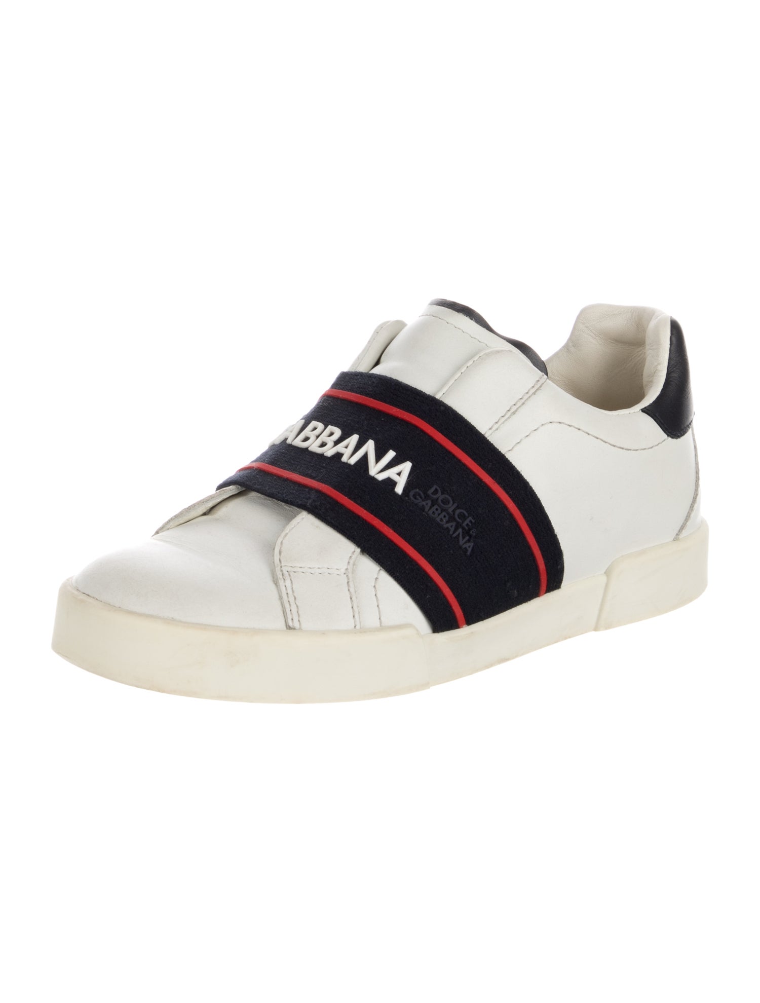 Dolce & Gabbana White and blue patterned low top sneaker