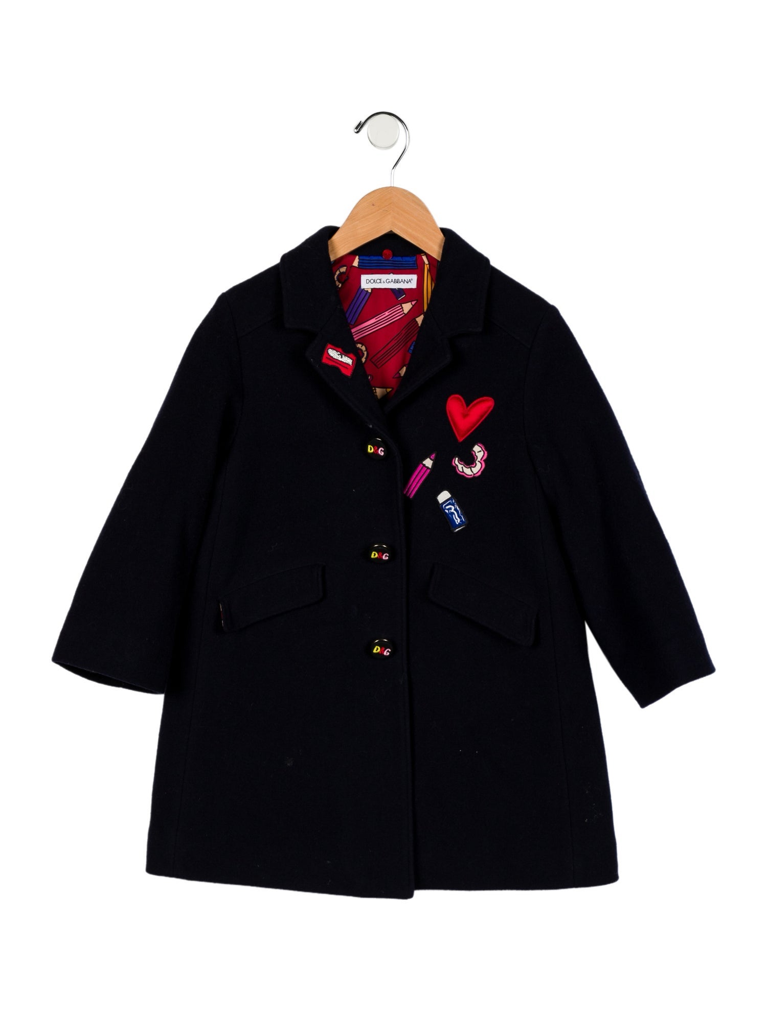 Dolce & Gabbana Girls' Embroidered Wool Coat