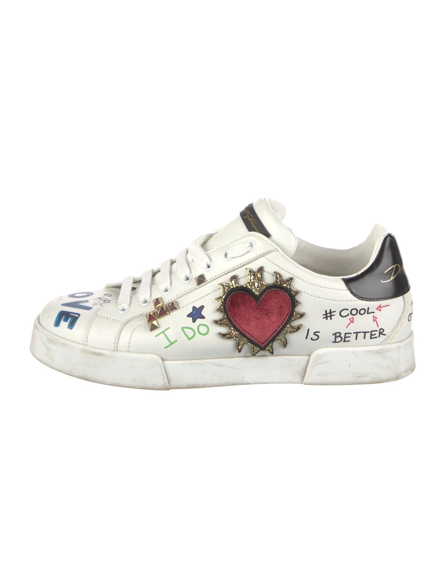 Dolce & Gabbana Leather Printed Sneakers
