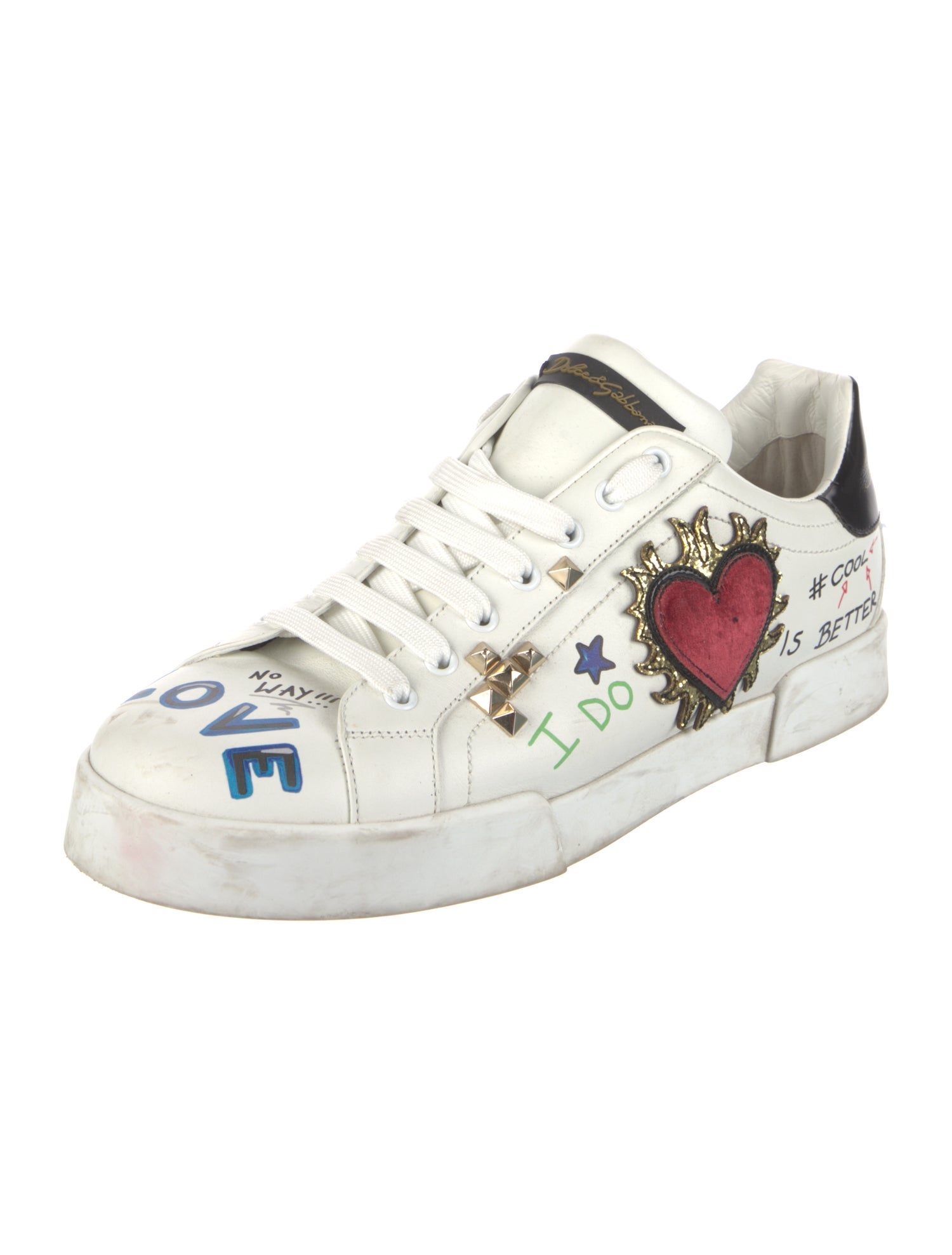 Dolce & Gabbana Leather Printed Sneakers