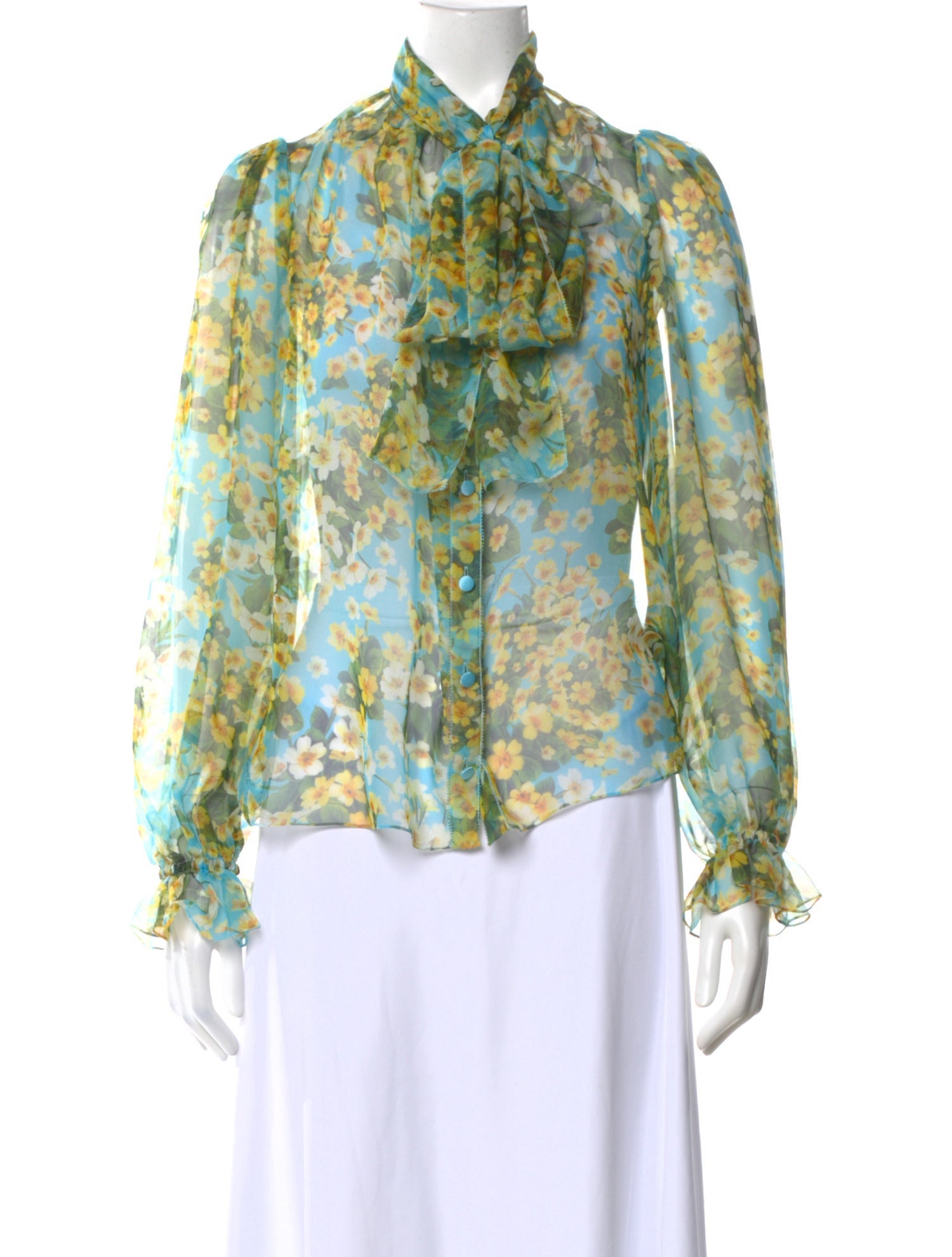 Dolce & Gabbana Silk Floral Print Blouse