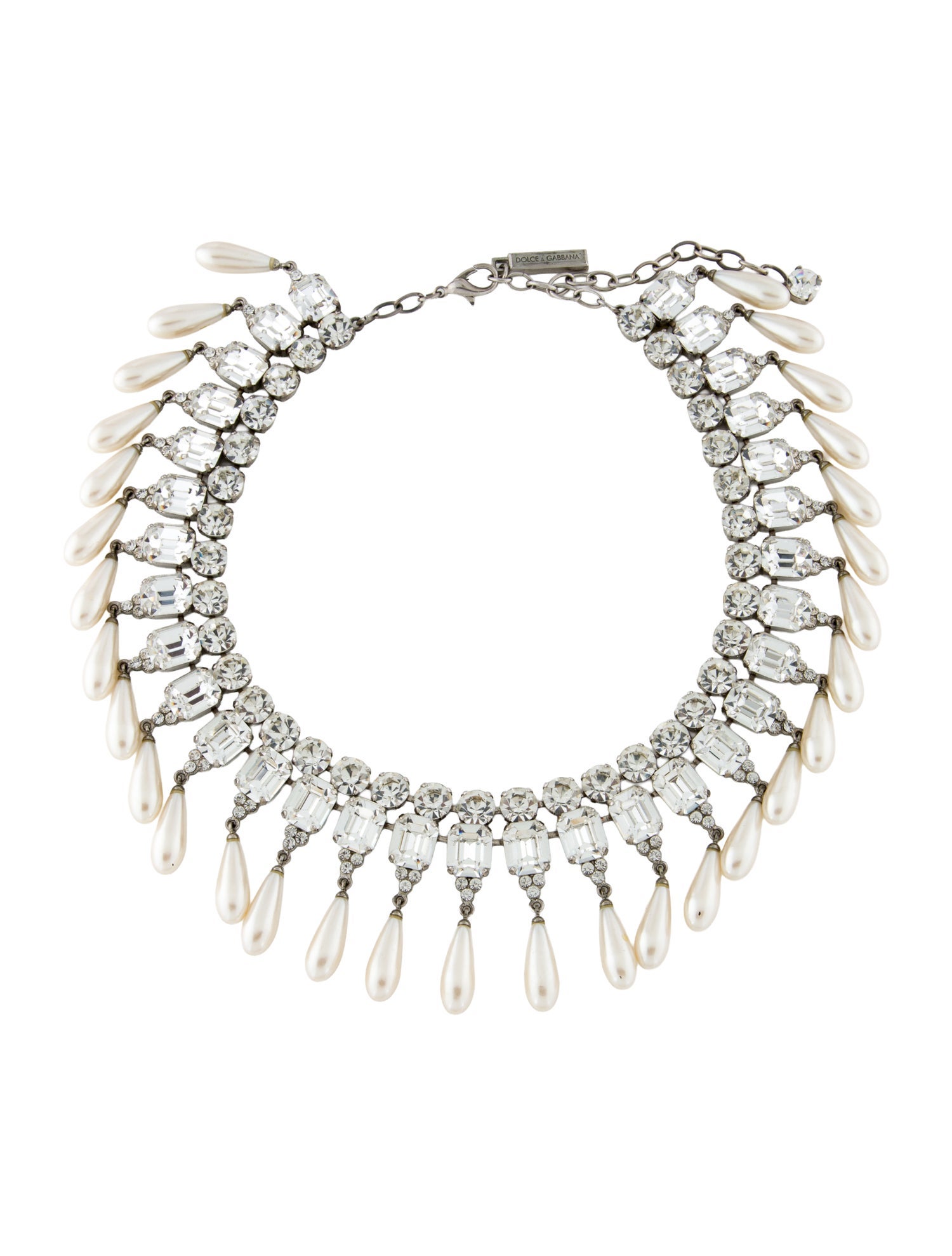 Dolce & Gabbana Faux Pearl & Crystal Collar Necklace