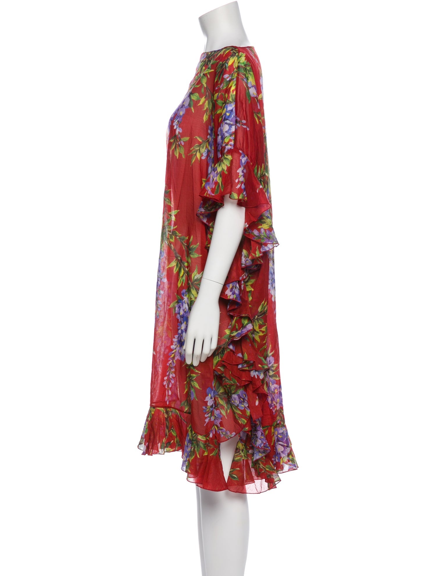 Dolce & Gabbana Floral Print Ruffle Embellishment Cover-Up