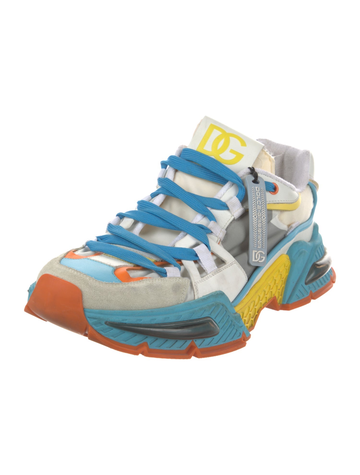 Dolce & Gabbana Leather Colorblock Pattern Sneakers