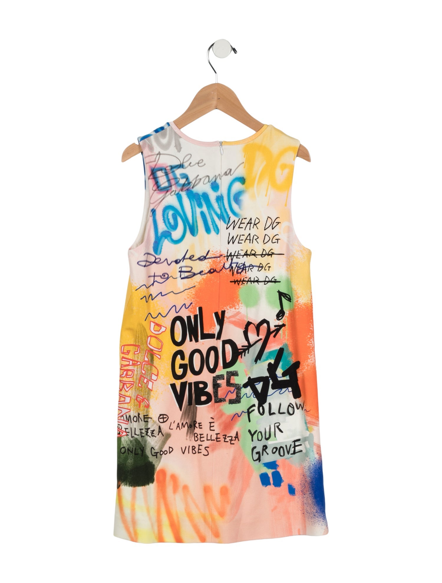 Dolce & Gabbana Kids Girls' Multicolor Graphic Sleeveless Dress