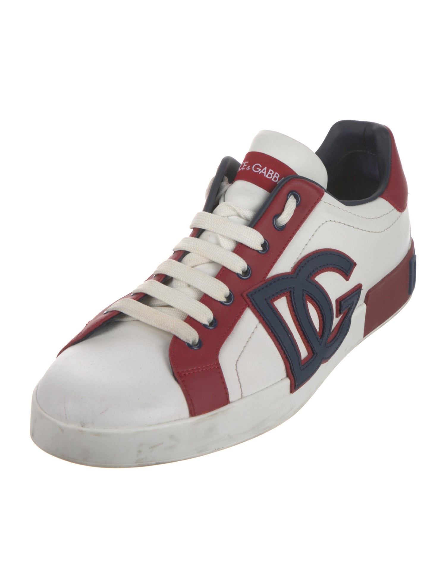 Dolce & Gabbana Leather Colorblock Pattern Sneakers