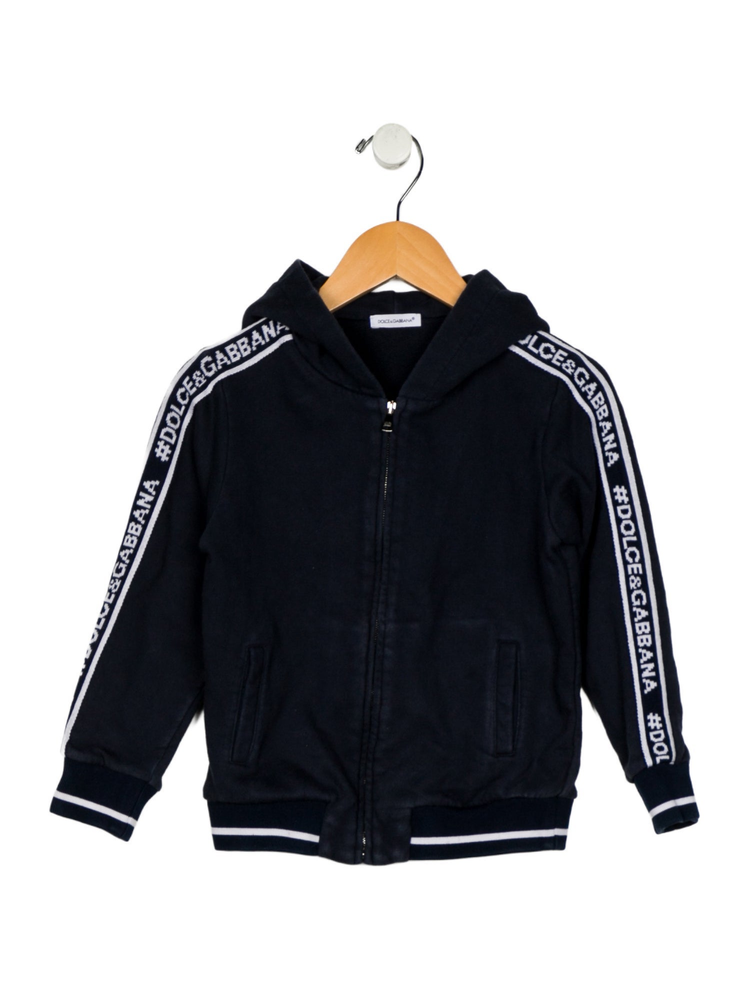 Dolce & Gabbana Cotton blue and white patterned casual zip up jacket with hood