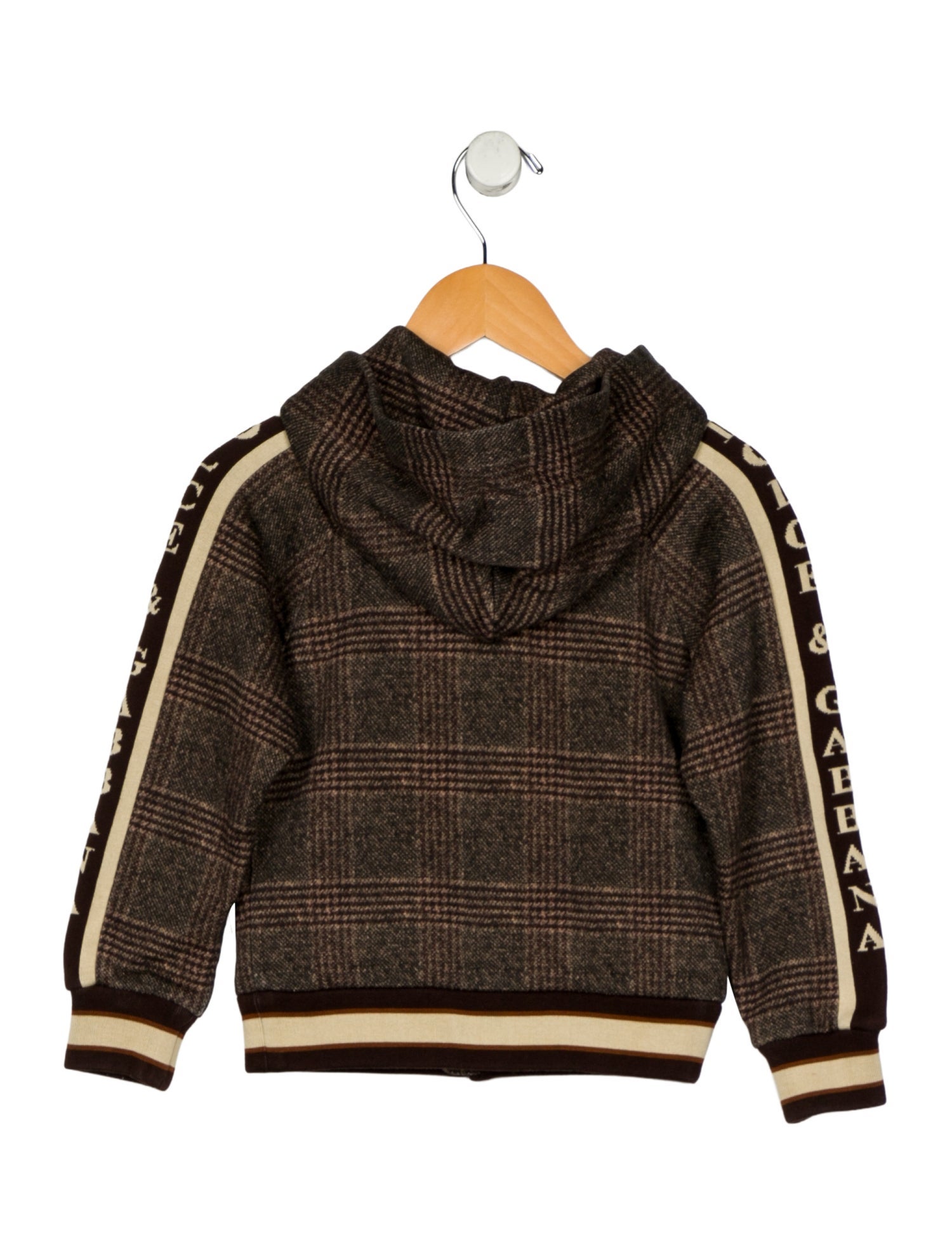Dolce & Gabbana Cotton neutral and brown patterned casual zip up jacket with hood