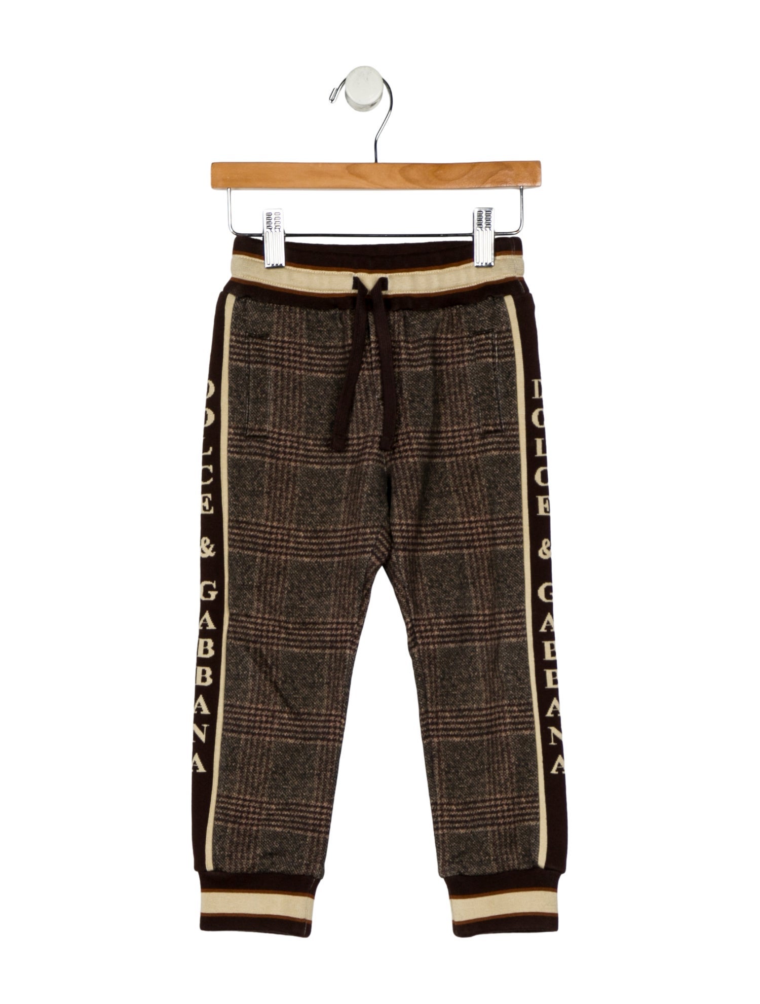 Dolce & Gabbana Cotton neutral patterned sweatpants with drawstring waist