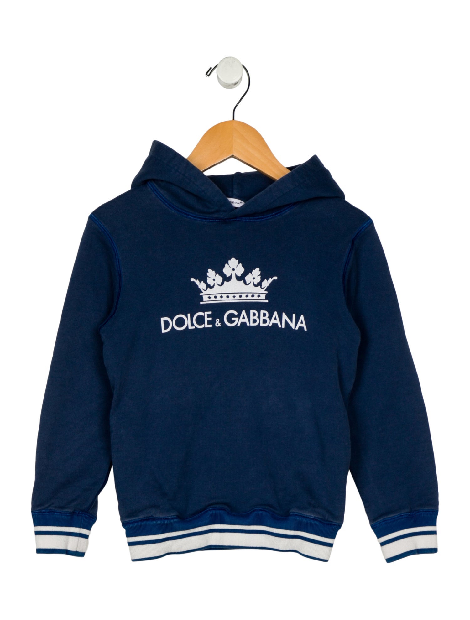 Dolce & Gabbana Cotton blue and white patterned casual jacket with hood