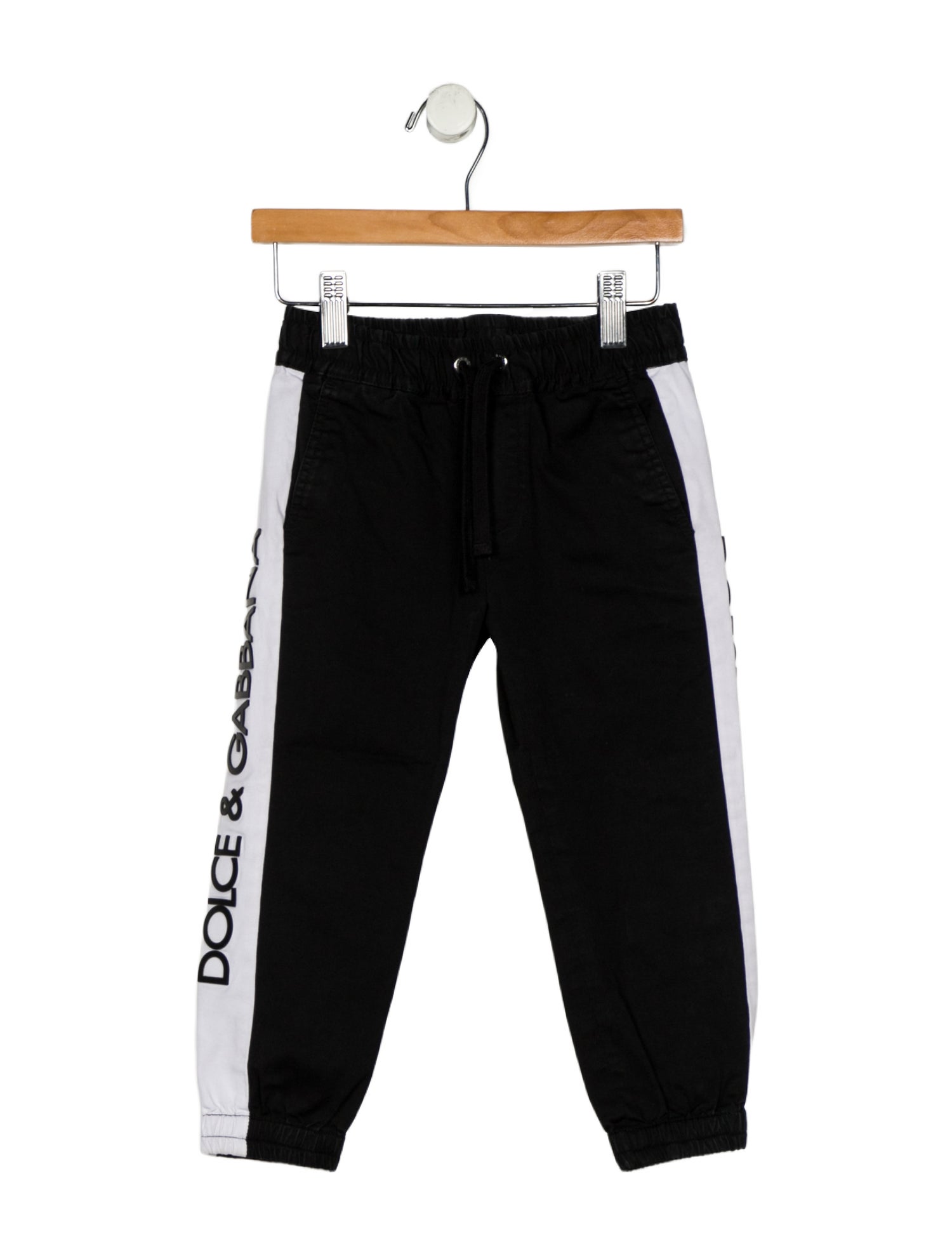 Dolce & Gabbana Cotton black and white patterned sweatpants with drawstring waist