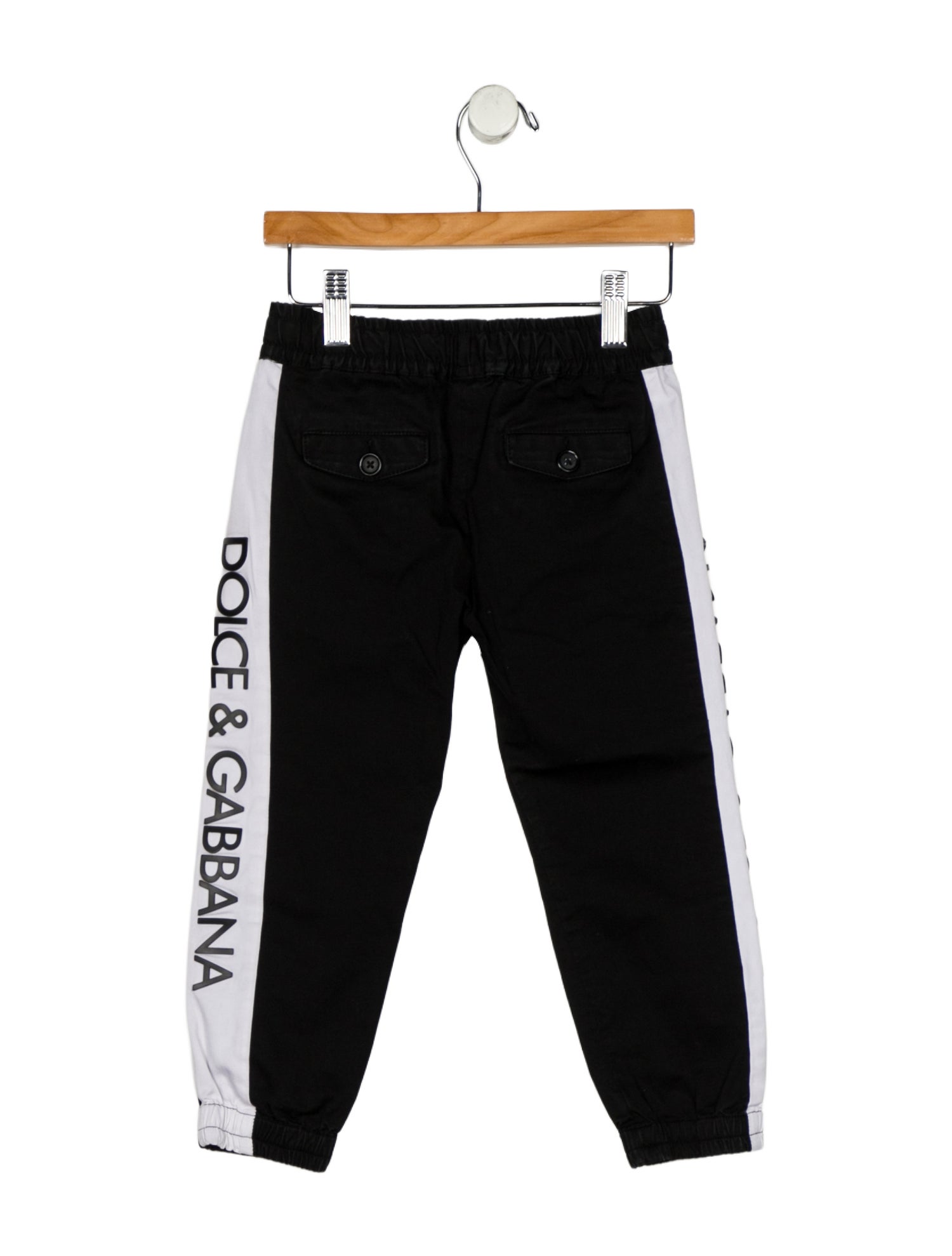 Dolce & Gabbana Cotton black and white patterned sweatpants with drawstring waist