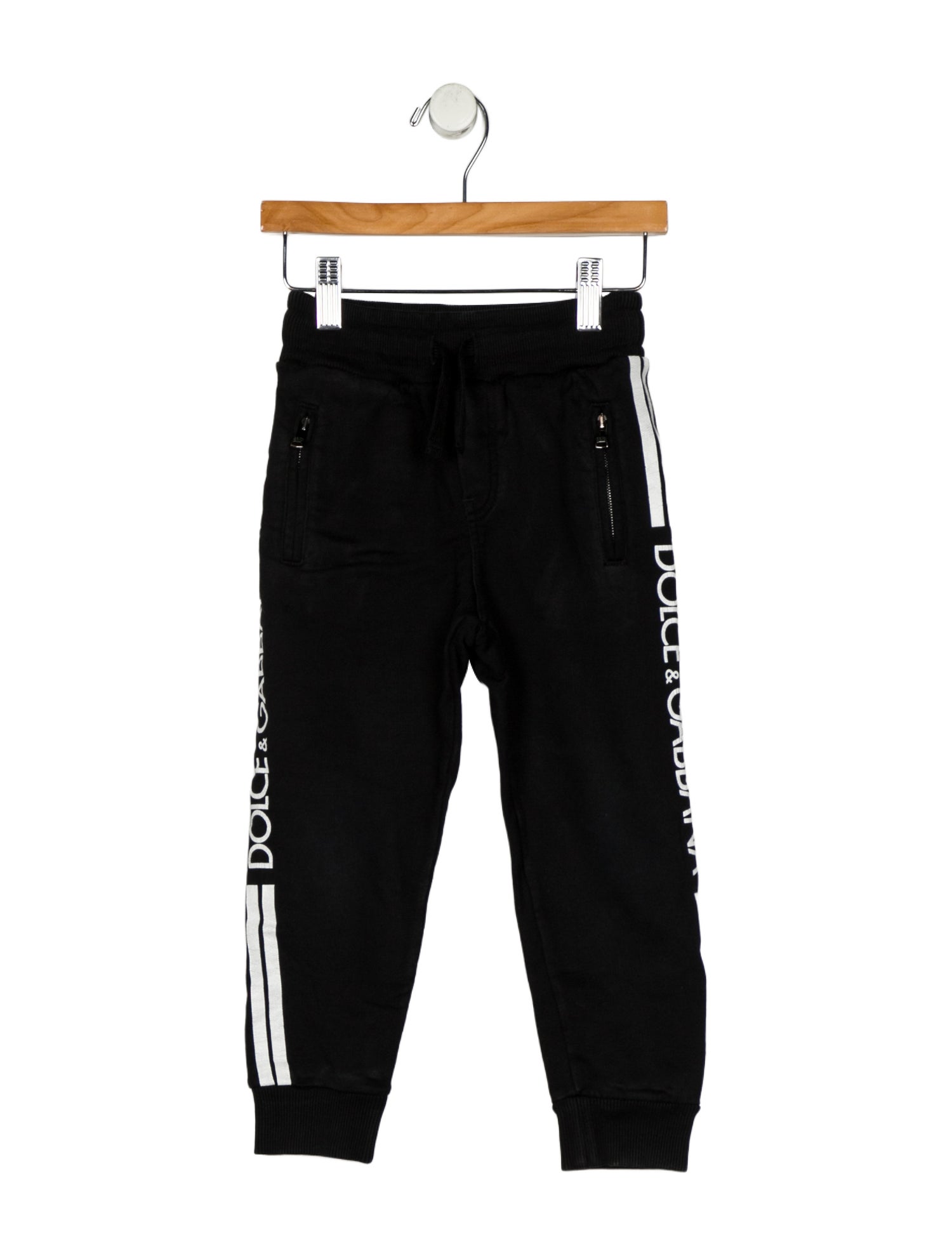 Dolce & Gabbana Cotton black and white patterned sweatpants with drawstring waist