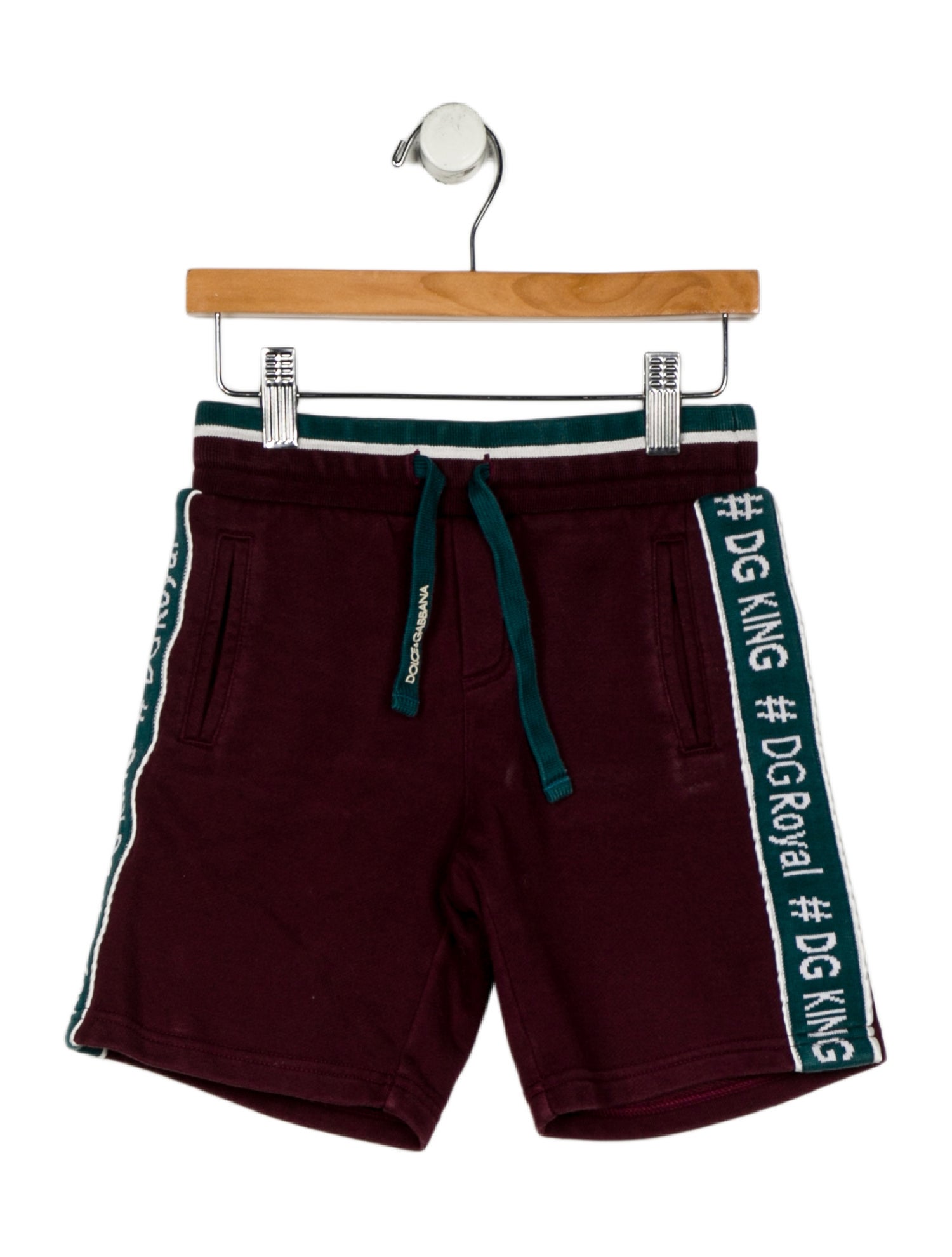 Dolce & Gabbana Cotton burgundy and green patterned shorts