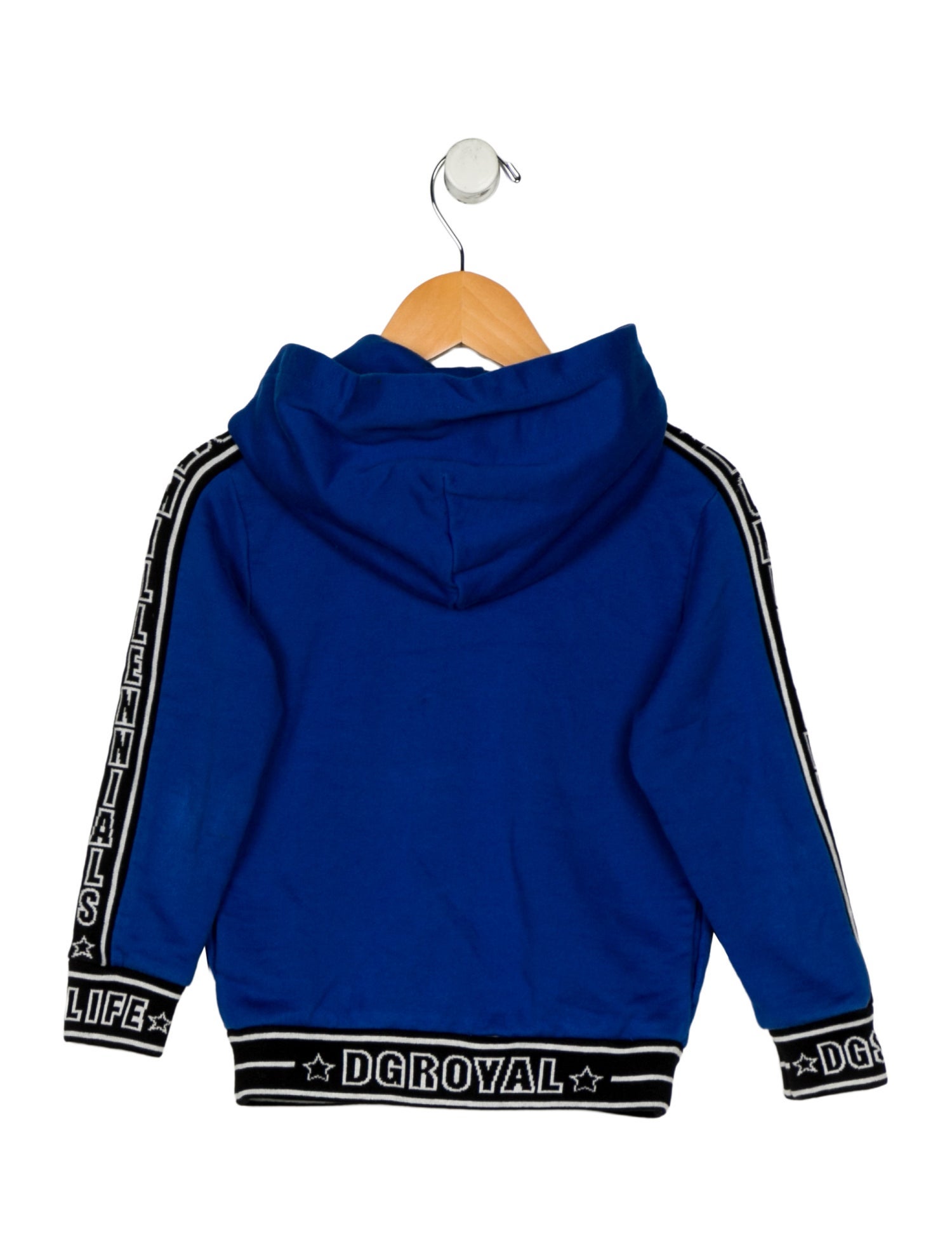 Dolce & Gabbana Cotton blue and white and black patterned casual jacket with zip closure and hood