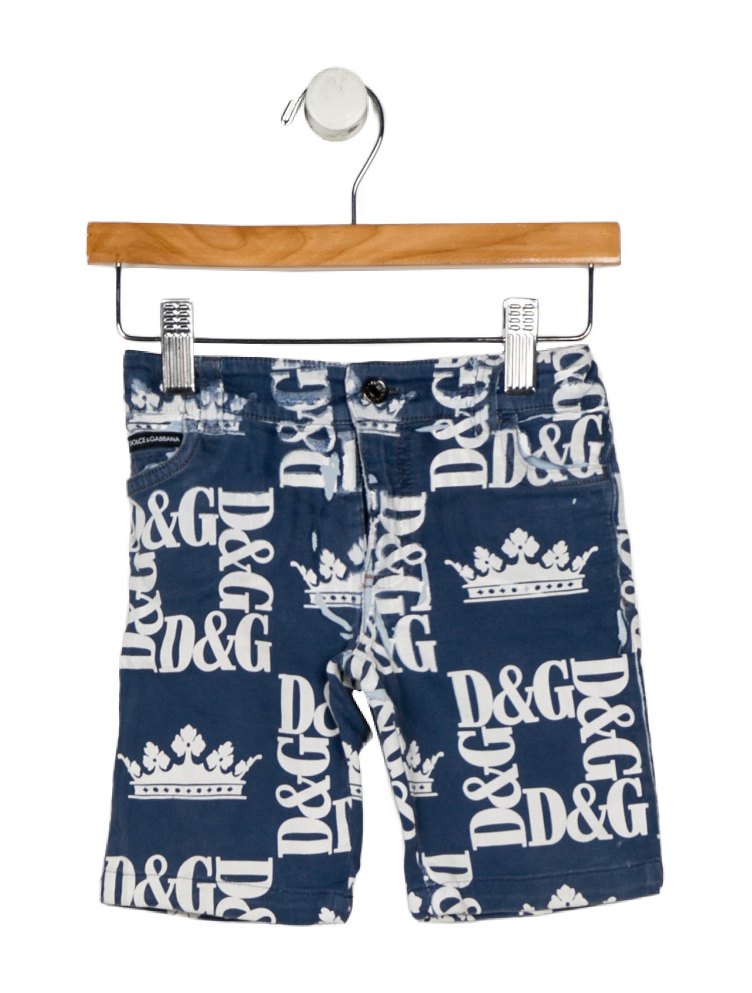 Dolce & Gabbana Blue and white patterned pants with zip and button closure